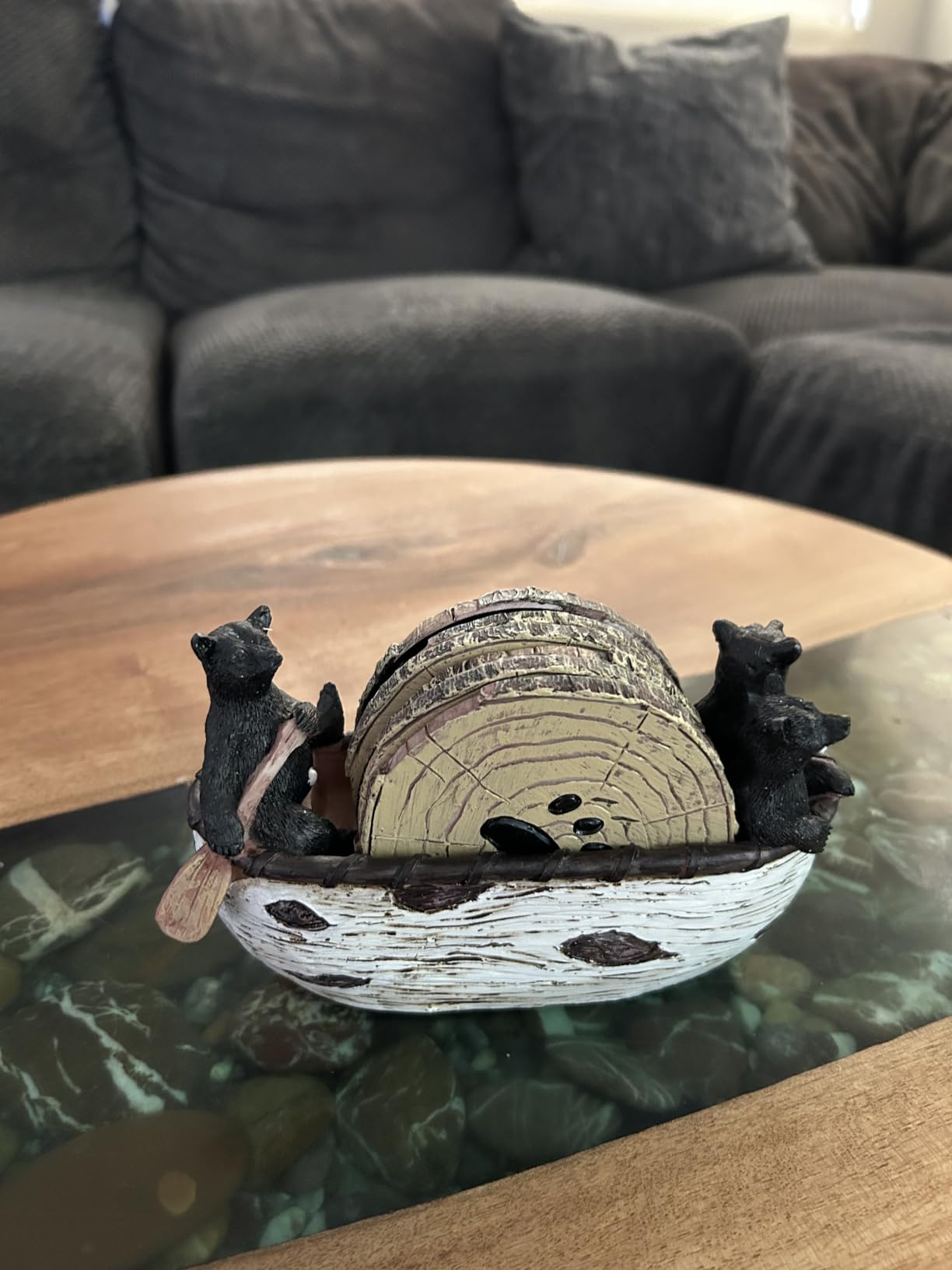 Cabin Obsession Whiskey Barrel Coaster Set - Handcrafted Whiskey Barrel Decor for Whiskey Lovers and Man Cave Gifts for Men - 6 Full Size Whiskey Coasters with Barrel Style Holder for Man Cave Decor customer photo 2