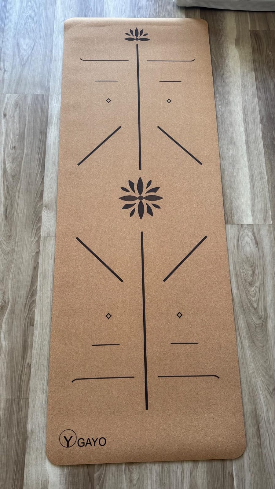 Y O Gayo Premium Yoga Cork Mat | 5mm Thick Natural Tree Rubber Base and Bigger Mat for Extra Support, Alignment lines for Guidance | Non-Slip, Sustainable, Your Ultimate Yoga Companion customer photo 1
