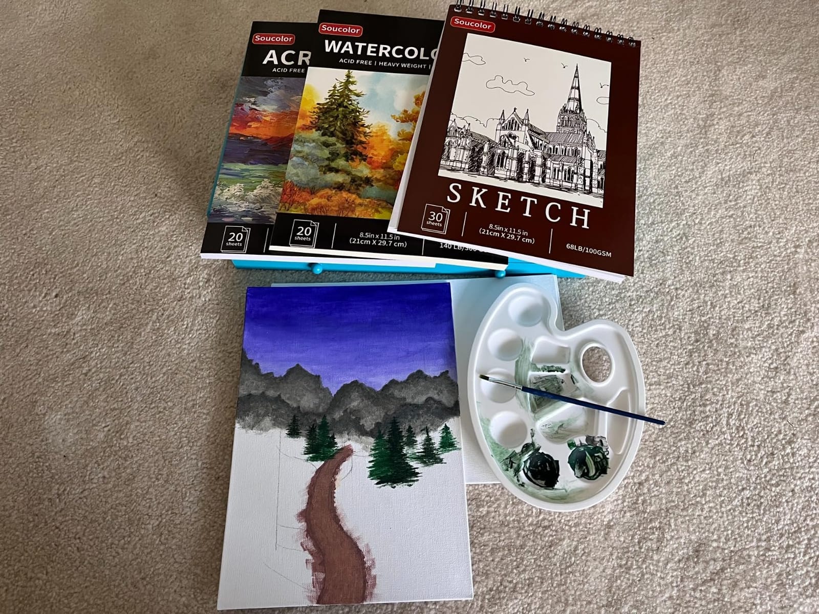 Soucolor Art Supplies, 192 Pack Deluxe Art Set Drawing Painting Supplies Kit | Acrylic Pad, Watercolor Pad, Sketch Book, Canvases, Acrylic Paint, Crayons, Pencils, Gifts for Artist Adults Teen Kids customer photo 2