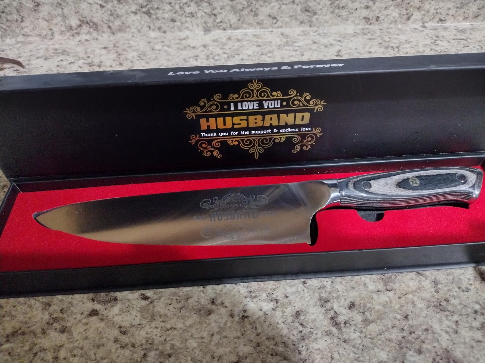 Gifts for Him Husband Men Christmas Anniversary Day, 8 inch Professional German Stainless Steel 1.4116 Chef Knife, Engraved Best Husband Ever Knife Gift, Birthday Gifts for Men Husband Him 20 cm customer photo 1