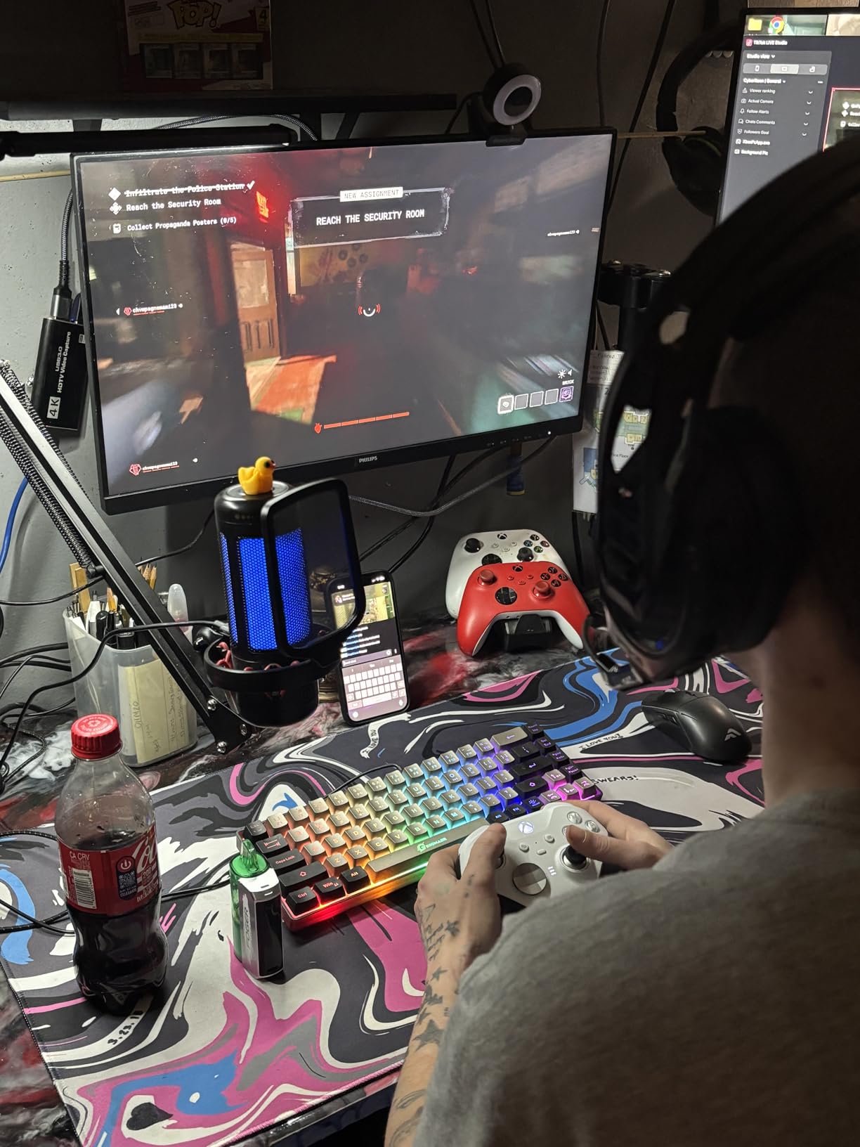 TONOR Gaming Microphone Set with Boom Arm, Vocal Condenser Microphone for Content Creators, USB Mic for PC with Stand, RGB, Tap Mute, Gain Control, Gaming Equipemnt, Twitch, Streaming, TC310+ customer photo 2