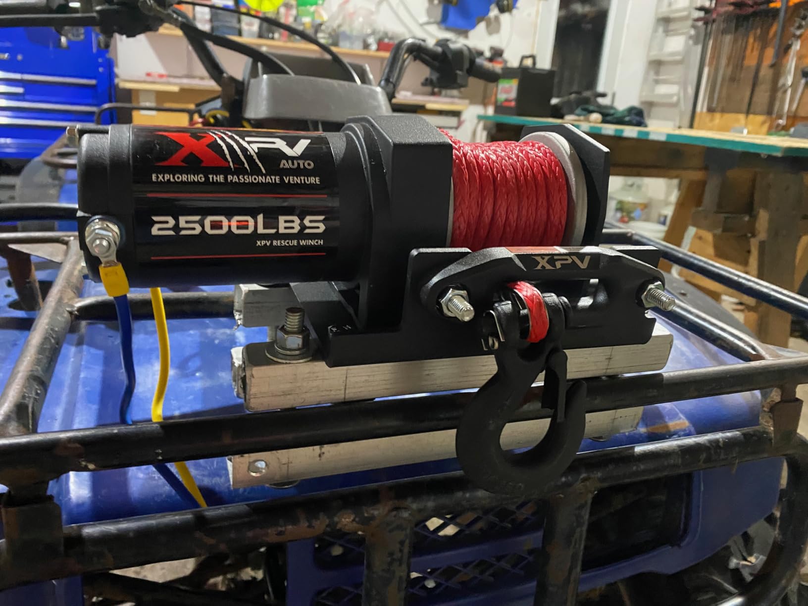 XPV AUTO 2500lbs Electric Winch 12V Synthetic Rope Nylon Towing Winches for ATV UTV Boat Trailer customer photo 2