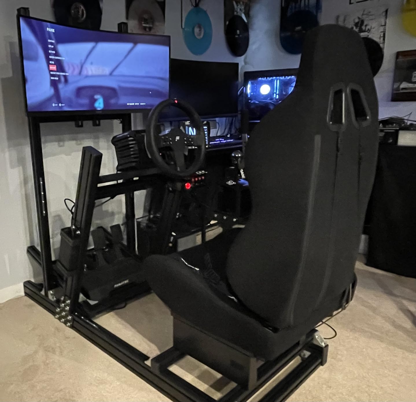 Marada 8040 Aluminum Profile Pro Racing Simulator Cockpit with Black Seat | Unlimited Adjustment, Fit for Thrustmaster/Fanatec/Logitech G29 GPro, Not Include Steering Wheel Pedals Handbrake customer photo 2