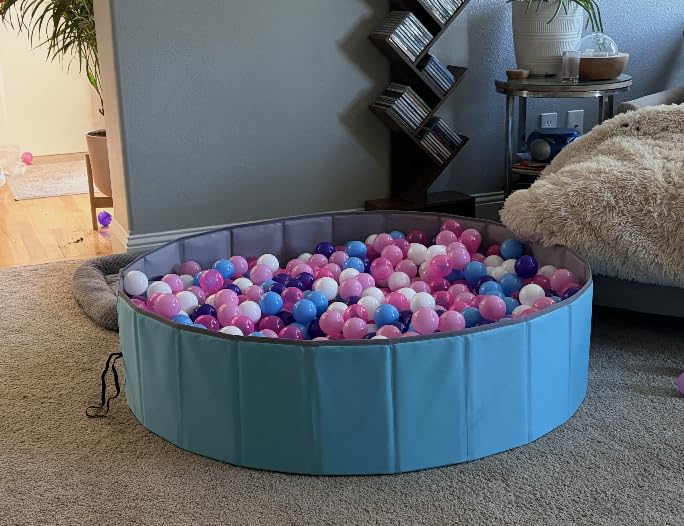 Hikiddy Large Foldable Ball Pit for Toddler Dog- 44in -Balls Not Include | Blue Baby Ball Pool with Playmat, Hold Over 1000 Balls, Play Pit for Kids Dogs Indoor and Outdoor Games, Party Toys Gifts customer photo 1