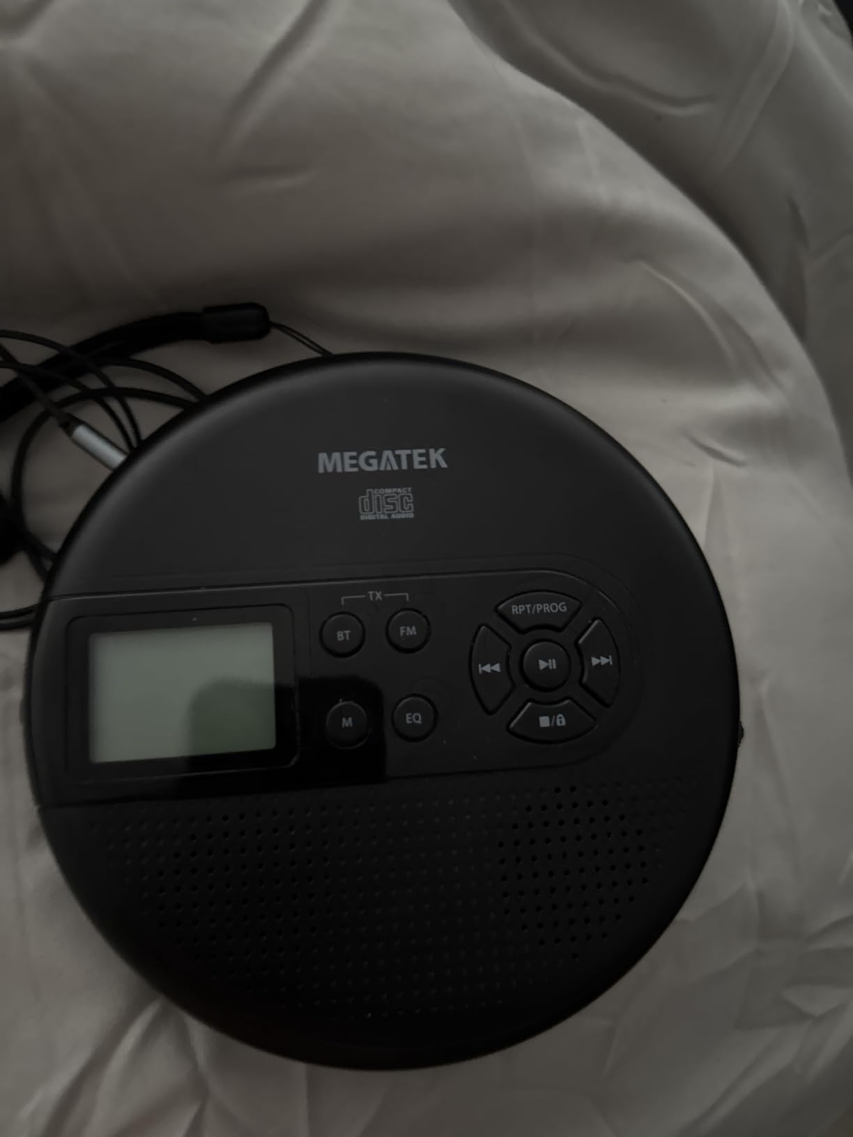 MEGATEK Portable CD Player with Bluetooth RX/TX, FM Transmitter & USB | Car FM Compatible, Built-in Stereo Speakers, Large LCD Display, AUX Output, Headphone Jack, Anti-Skip, Rechargeable Battery customer photo 2