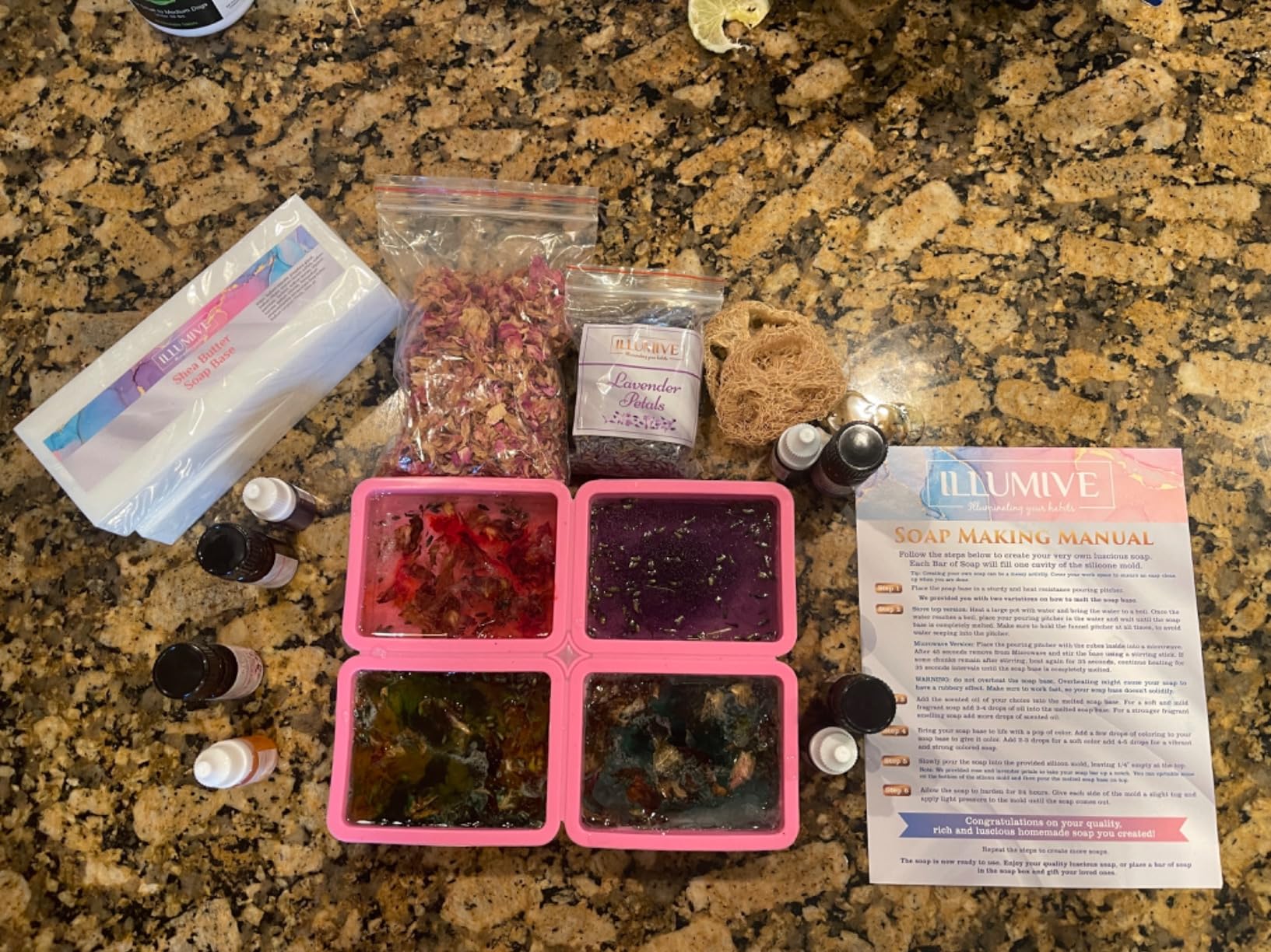 Illumive Soap Making Kit - Glycerin & Shea Butter Soap Base, Soap Molds, Dried Flowers, Fragrances, Dye - DIY Craft Kit for Adults & Kids customer photo 2