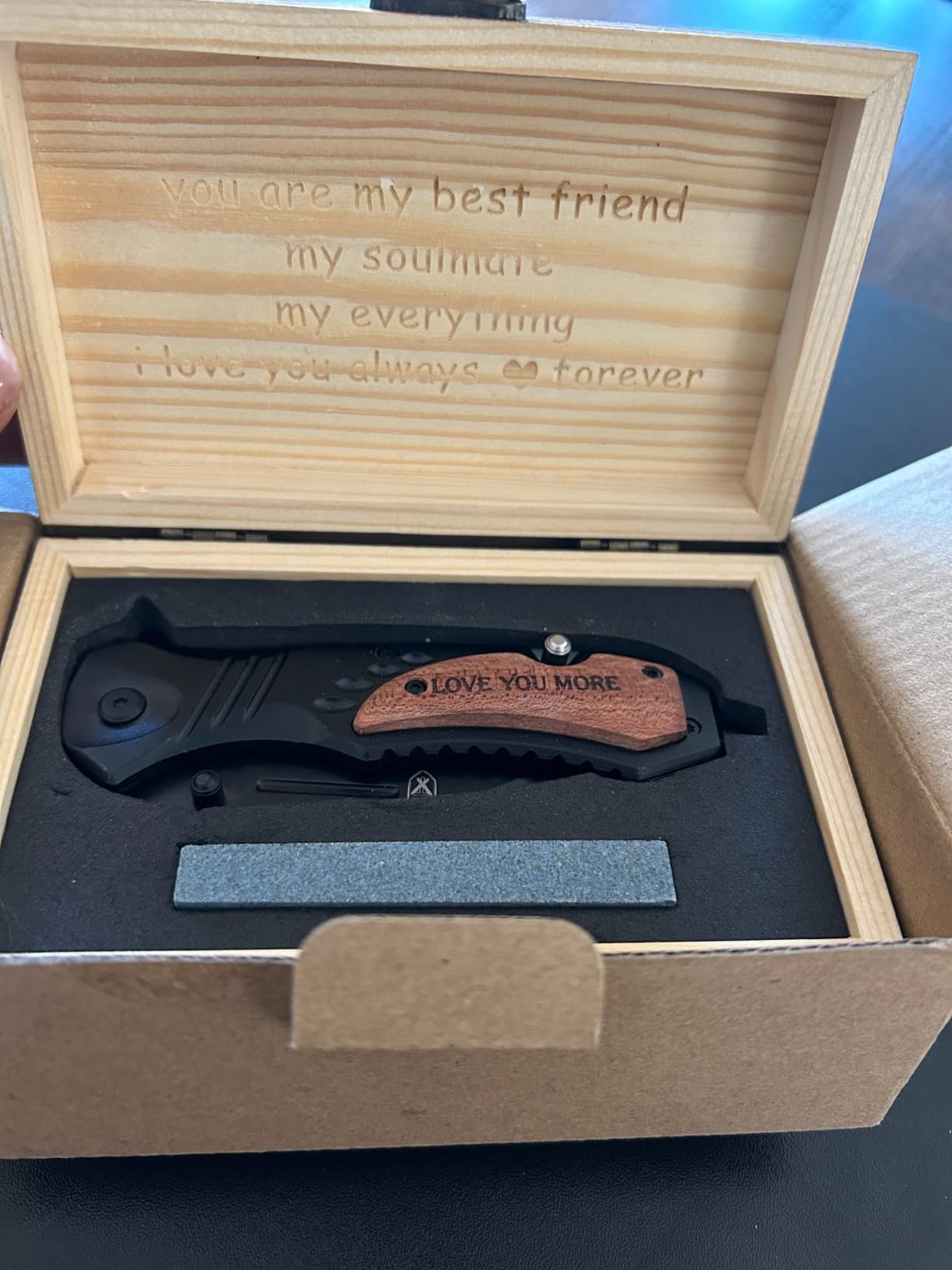 Titorld Gifts for Men Dad Him Fathers Day, Anniversary Birthday Gifts ideas for Boyfriend Husband, Engraved Pocket Knife, Wooden Handle Folding Knife with Wood Box 7.8 Inch customer photo 1
