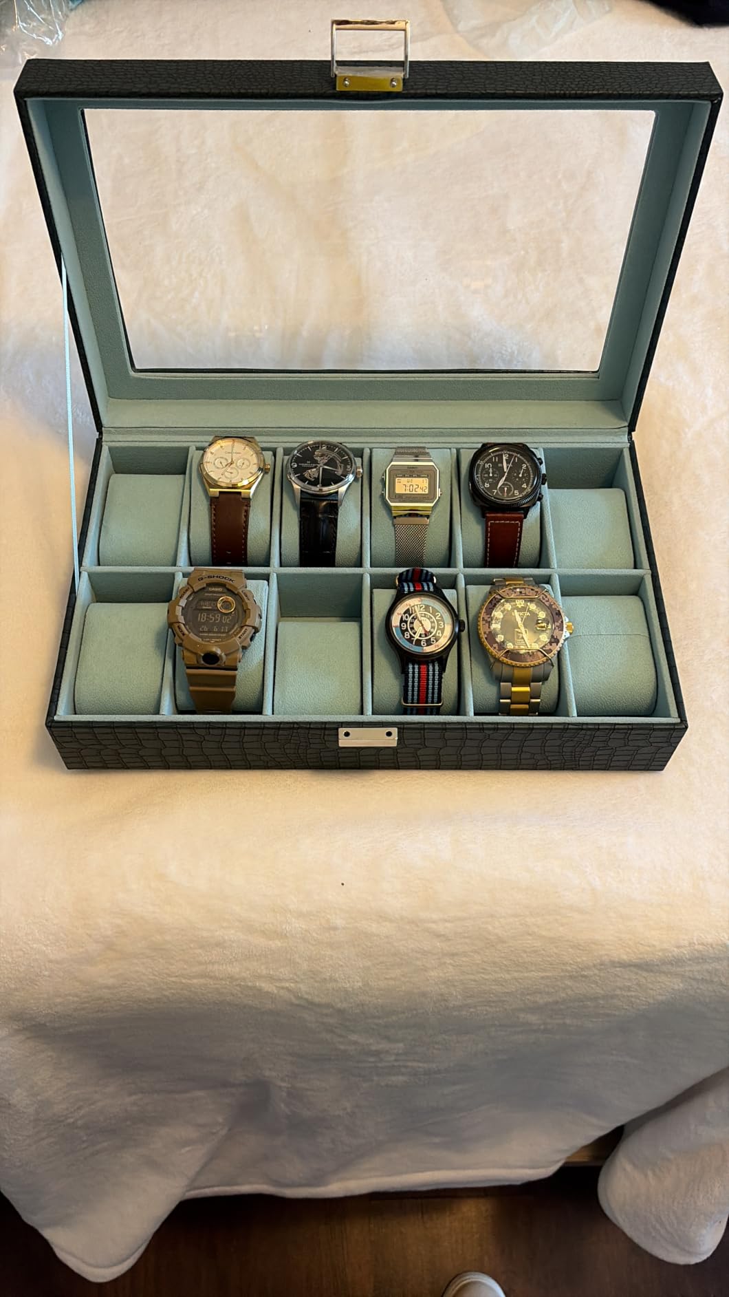 ProCase Watch Box Organizer, 12 Slot Watch Display Case, Brown | Watches Storage Boxes Holder for Men Women, Large Glass Lid, Removable Pillows, Anniversary Christmas Birthday Gifts customer photo 2