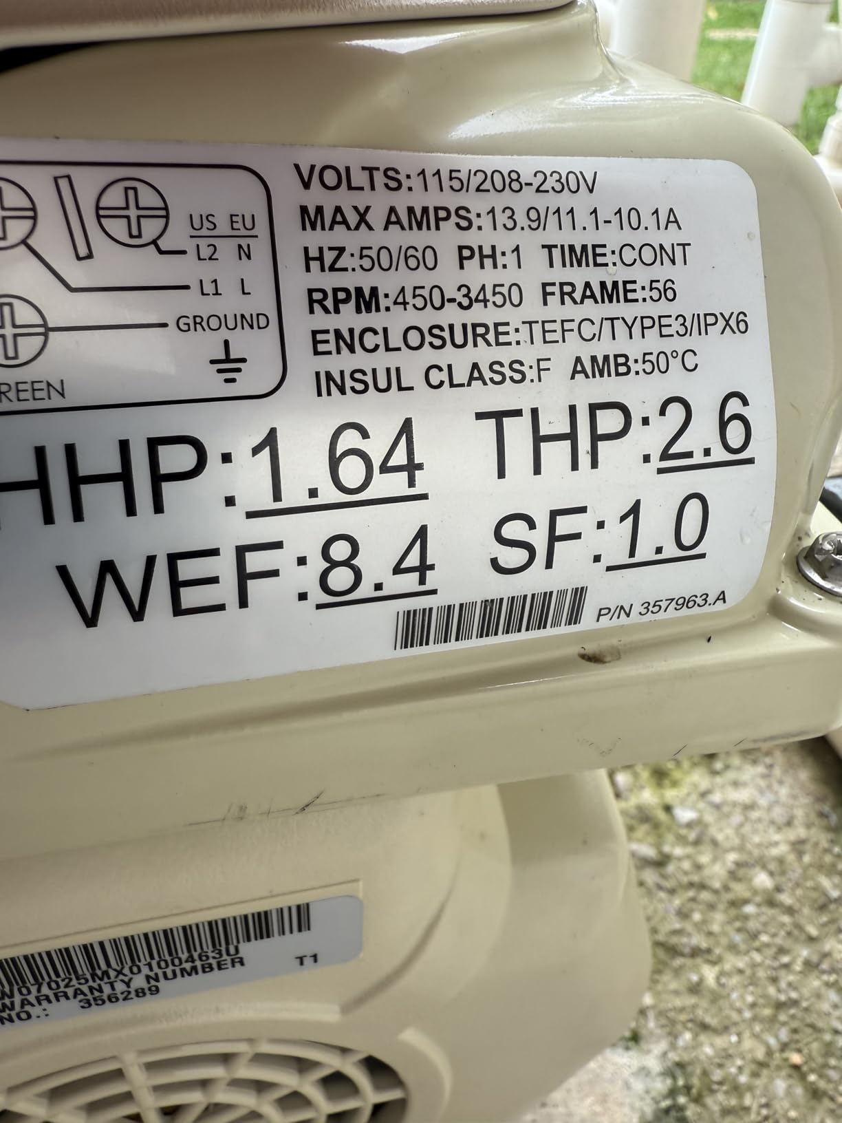Pentair 011533 WhisperFlo VST Variable Speed Pool Pump, 2.6 THP customer photo 1