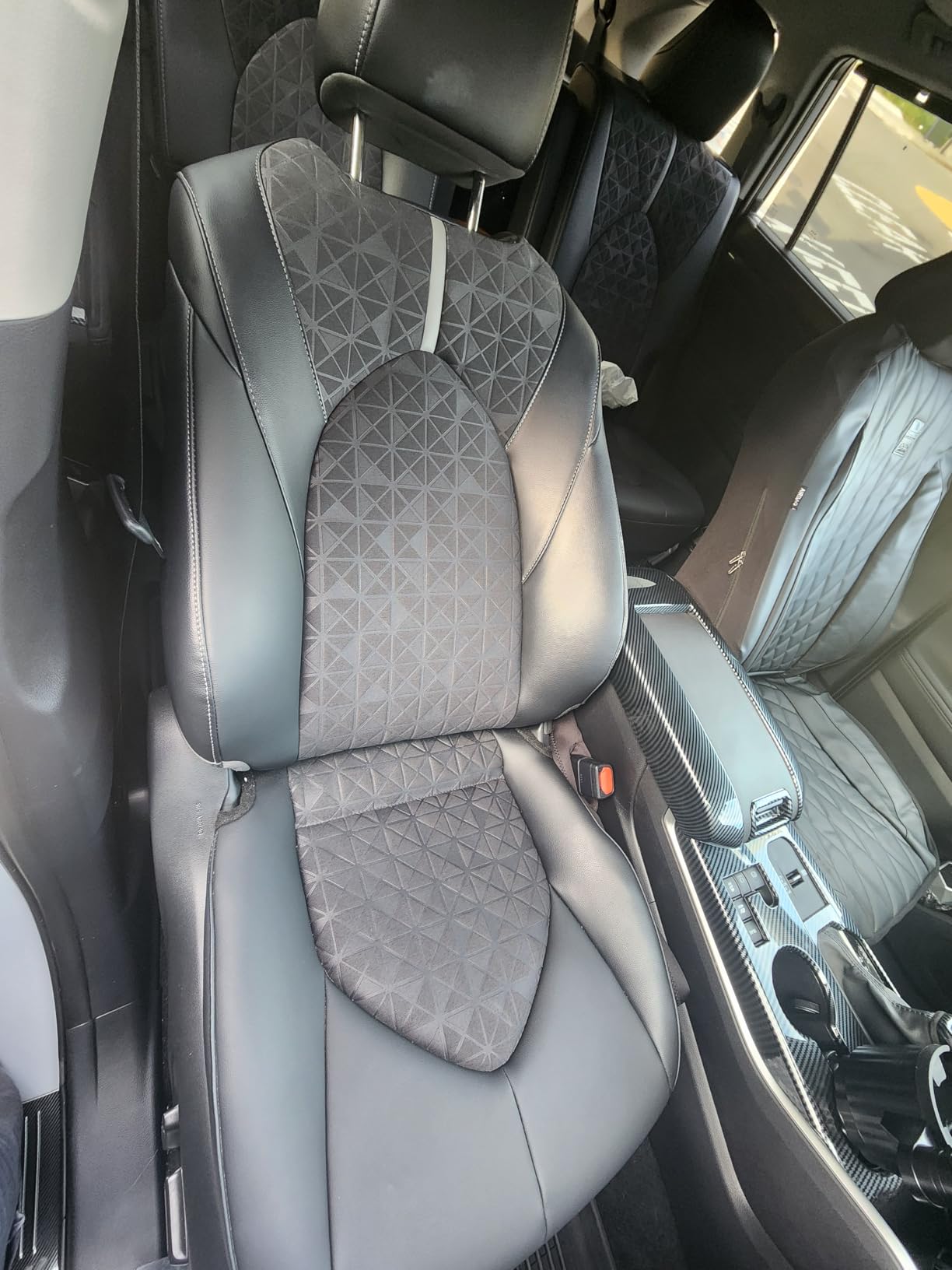 CAR PASS Piping Luxury Faux PU Leather Two Front Car Seat Covers, Waterproof Anti Slip Seat Covers Compatible with Front Seat Armrests, Universal Fit for SUVs, Vans, Trucks, Airbag Compatible (All Black) customer photo 1