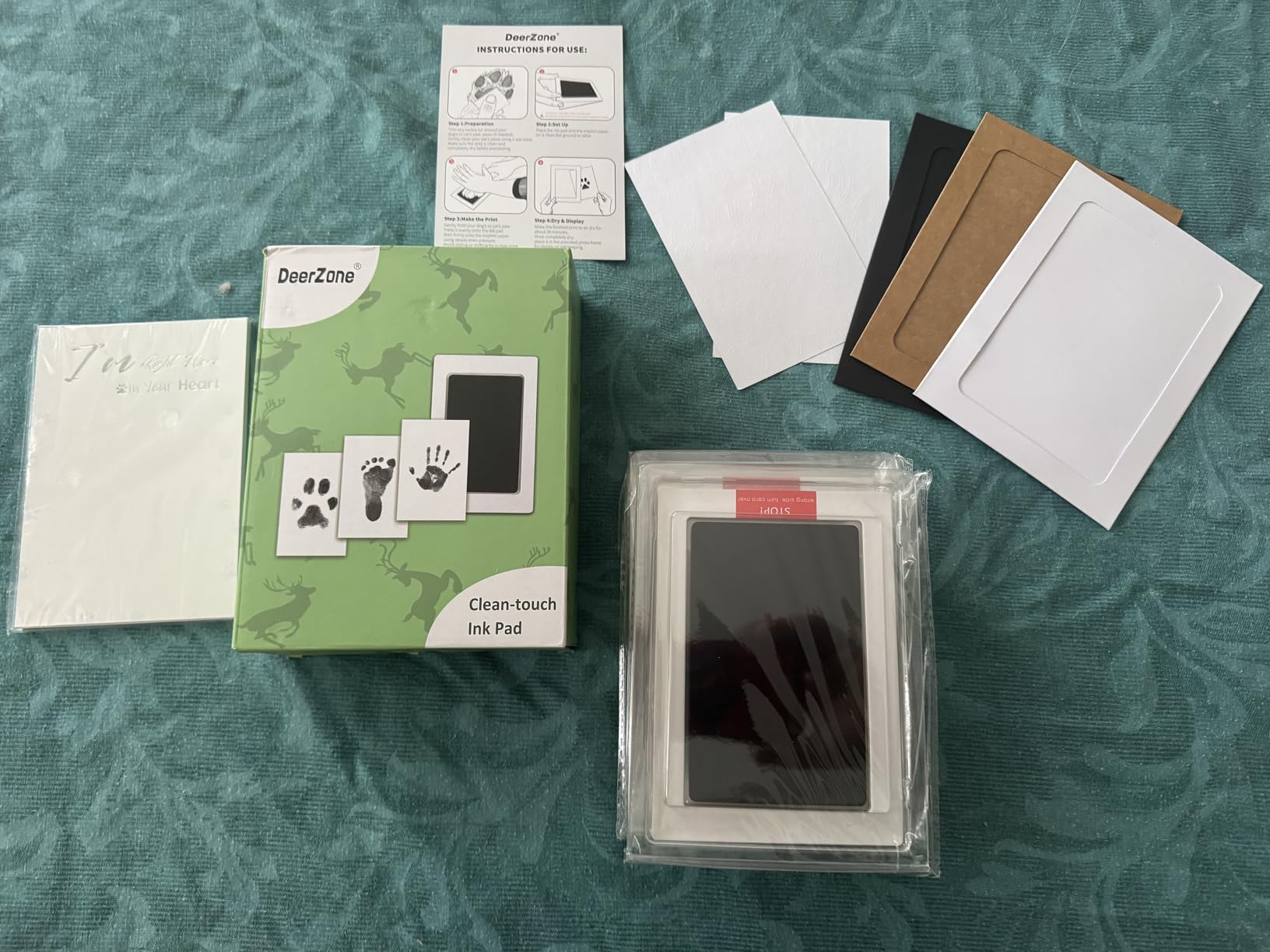 DeerZone Inkless Paw Print Kit, Dog Paw Print Kit, Dog Nose Print Kit | Clean Touch Ink Pads, 4 Ink Pads & 16 Imprint Cards, Pet Paw Print Impression Kit for Dogs Cats Baby Footprint Keepsake customer photo 1