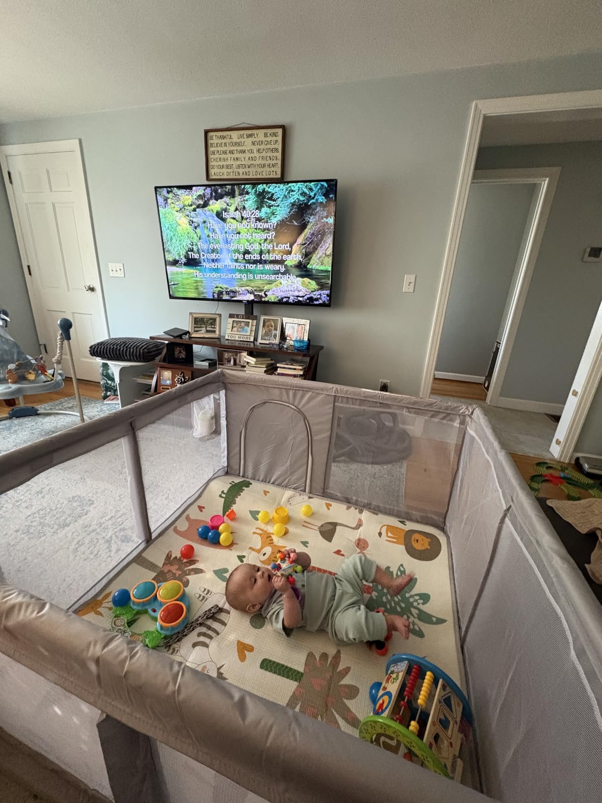 Baby Playpen with Mat, 50x50 Inch Playpen with Mat Waterproof for Babies and Toddlers Play Pen Playards Safety Gate Fence Active Center Indoor customer photo 1