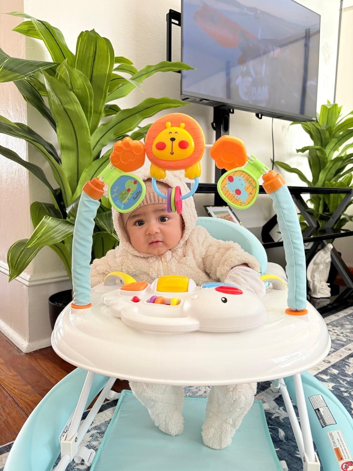 Baby Walker, 5-in-1 Baby Walkers for Boys and Girls 6-12 Months with Bouncer, Removable Footrest, Feeding Tray & Music, Foldable & Adjustable Activity Walker for 6-18 Months Toddler Infant customer photo 2