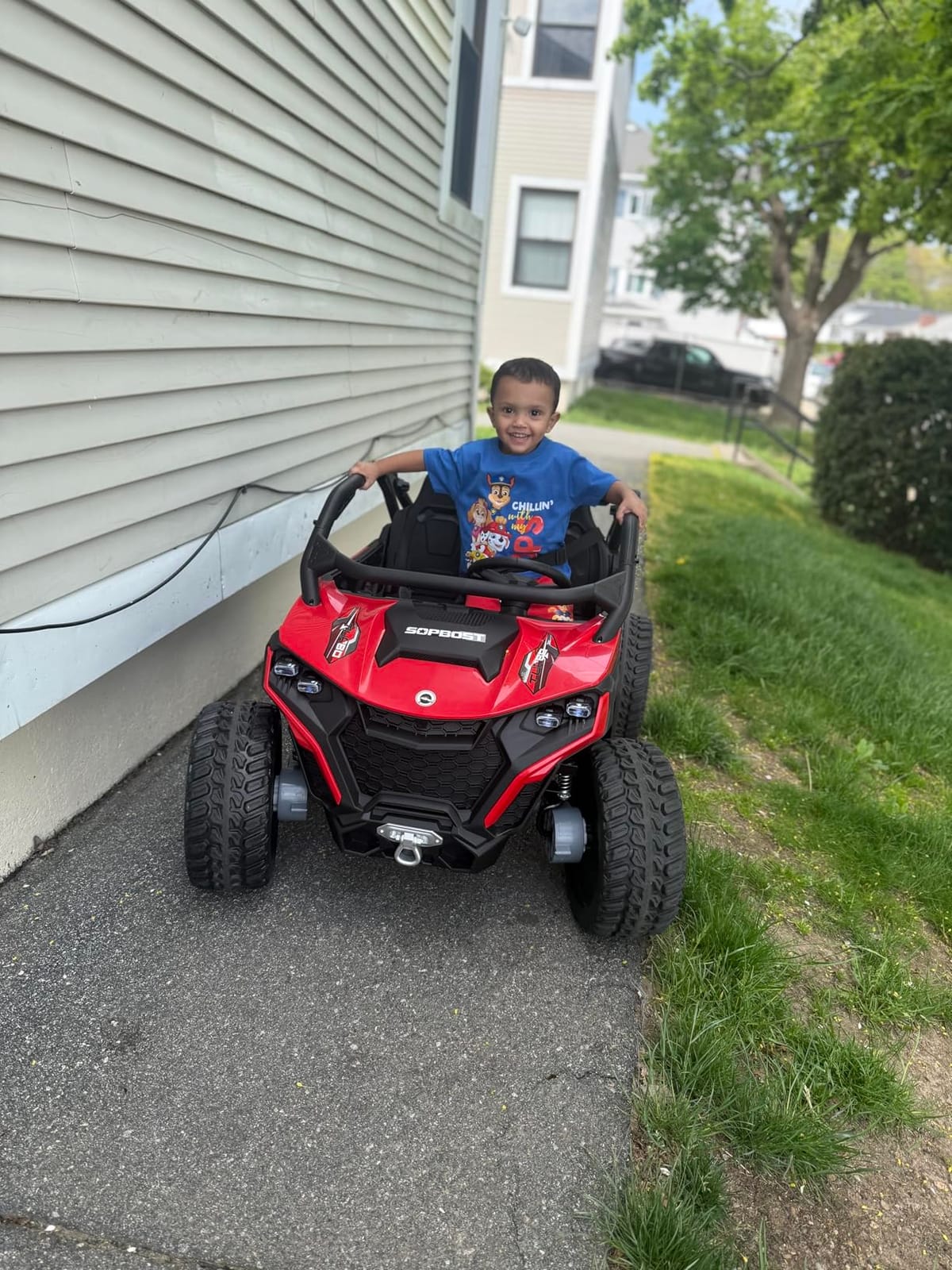 sopbost XL 24V Real 2 Seater Kids UTV Ride-On Car with Remote Control 4x4 4WD Electric Vehicle for Kids 3-8 to Drive, Bluetooth Music, 4 Spring Suspension, 21.85