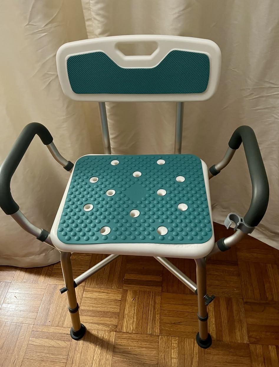 PELEGON Shower Chair for Elderly and Disabled (450lb) with Padded Armrests and Back, Adjustable Height Shower Seat, Heavy Duty Shower Chairs for Inside Shower, Handicap - Blue customer photo 1