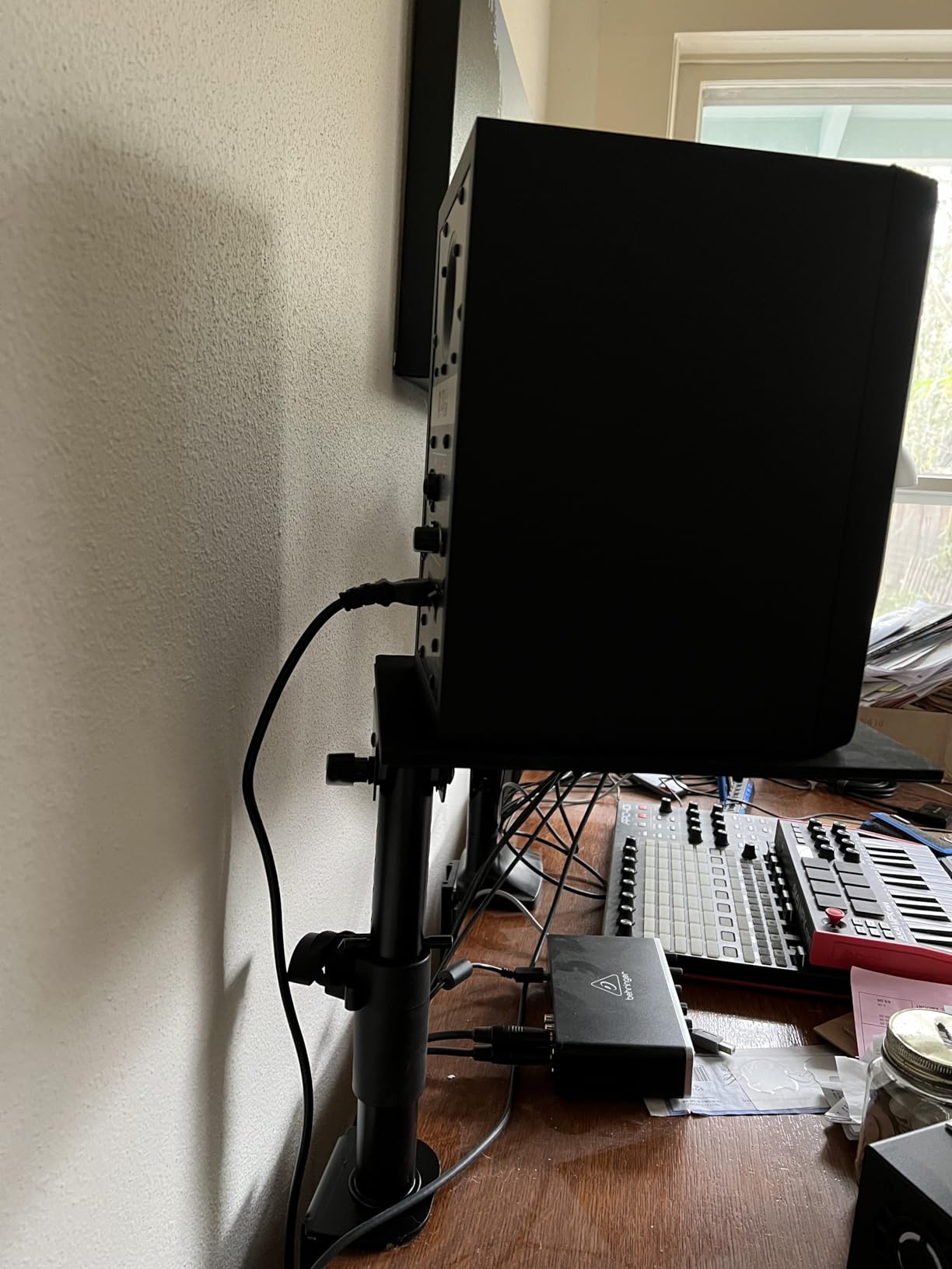 Liquid Stands Studio Monitor Stands - Music Studio Desktop Speaker Stand - 2 Pack 12x9 Clamp-on Adjustable Short or Tall Speaker Support for Music Booth Desk Audio Monitor Stand Mount with Tilt customer photo 2