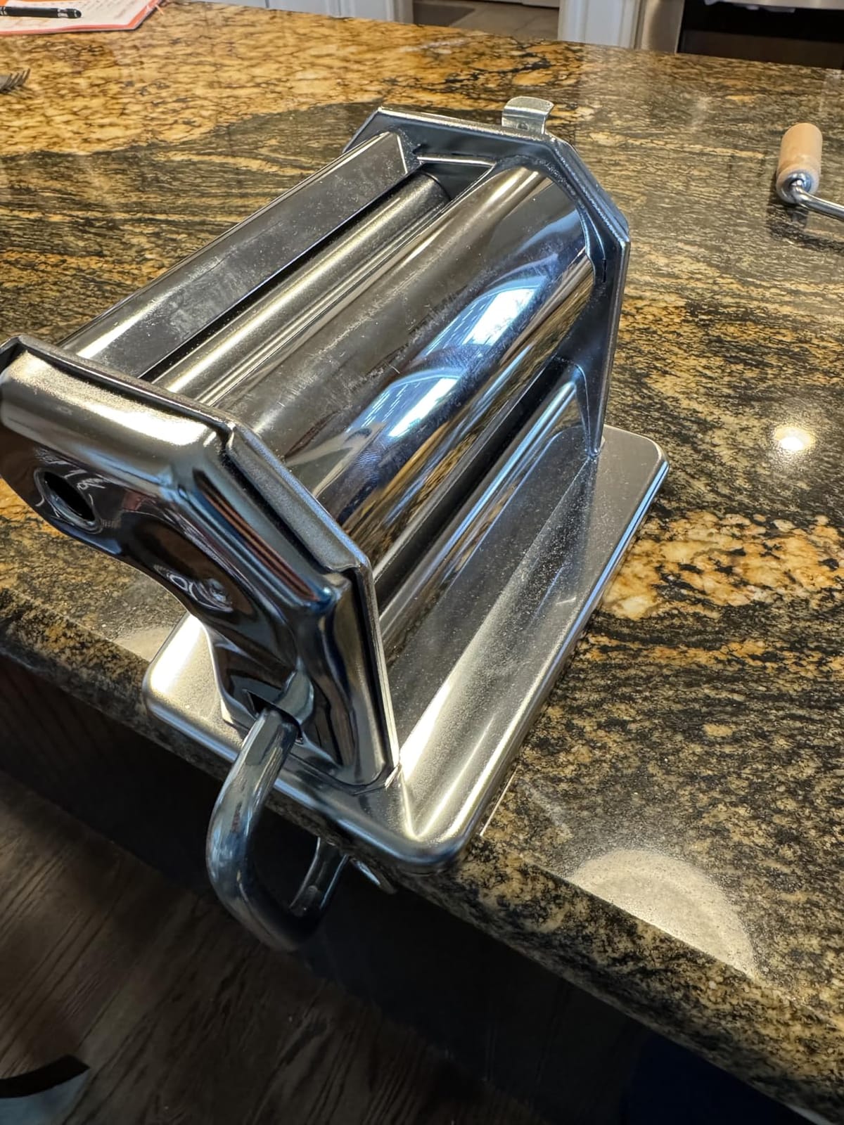 Imperia Pasta Maker Machine- 100% Made in Italy, Heavy Duty Steel Construction, Easy Lock Dial, Wood Grip Handle & Cleaning Brush- Fresh Homemade Italian Spaghetti Fettuccine or Lasagna (Classic Line) customer photo 1
