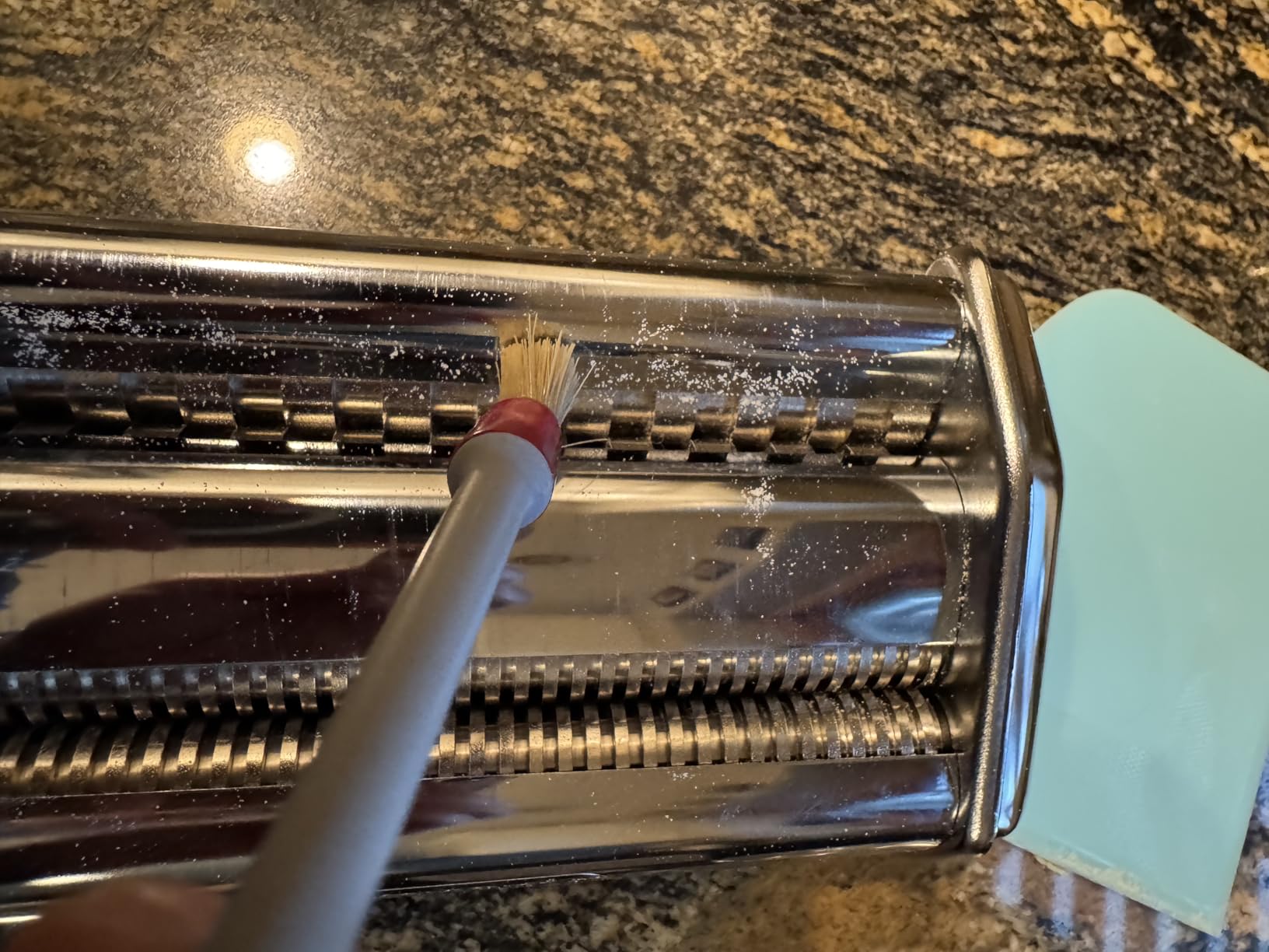 Imperia Pasta Maker Machine- 100% Made in Italy, Heavy Duty Steel Construction, Easy Lock Dial, Wood Grip Handle & Cleaning Brush- Fresh Homemade Italian Spaghetti Fettuccine or Lasagna (Classic Line) customer photo 2