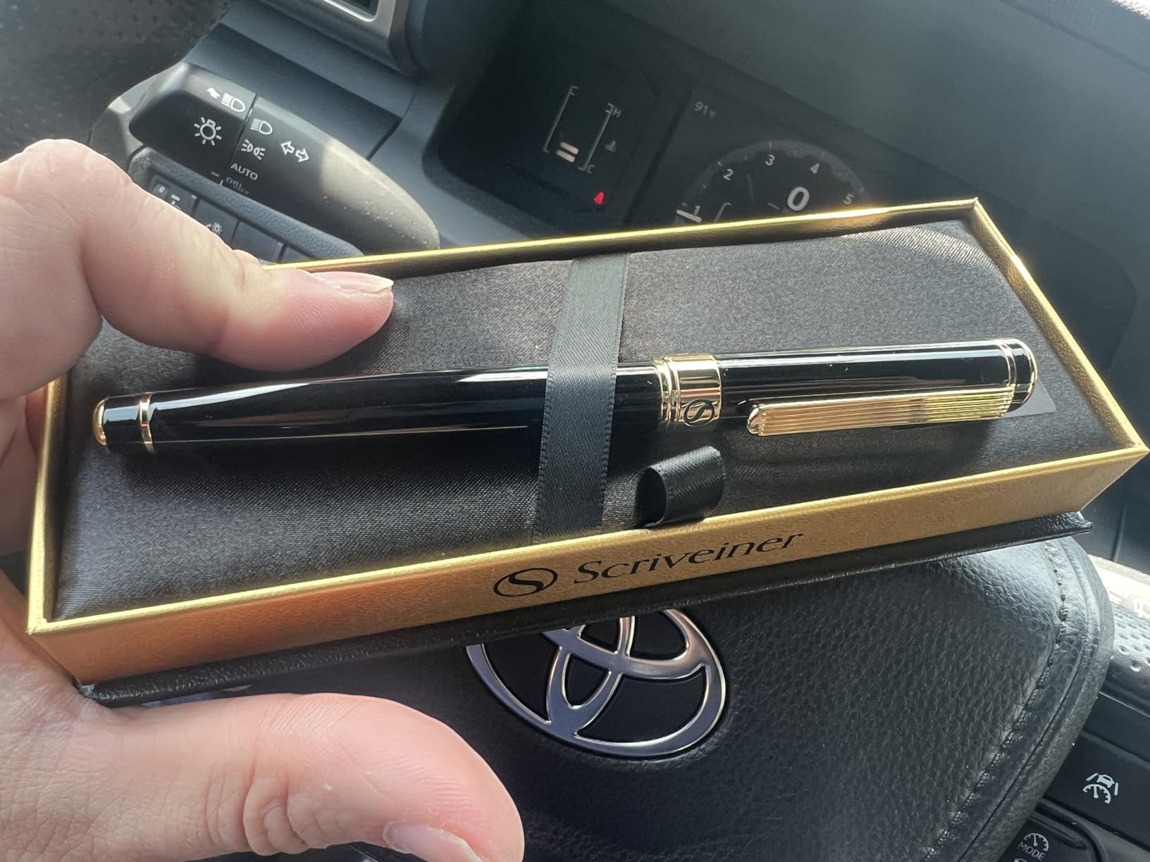 Scriveiner Personalized Black Rollerball Pen - Stunning Luxury Pen, Jet Black Lacquer & Real Gold Plating, Schmidt Ink Refill, Best Engraved Roller Ball Gift for Men & Women, Custom Name Engraving customer photo 1