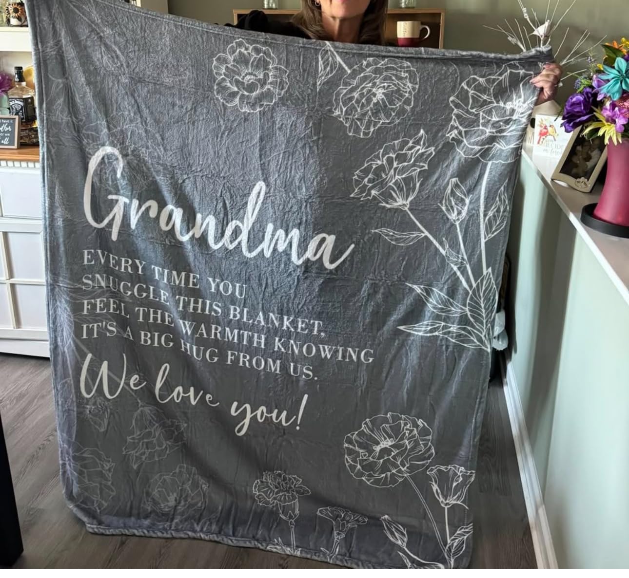 GiltGlimmer Grandma Gifts, Grandma Floral Blanket 50