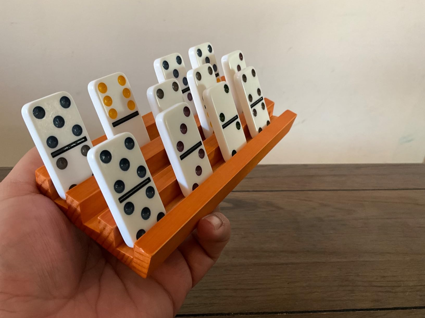 Queensell Mexican Train Dominoes Set Double 15 with 8 Holders - Wooden Hub and Tiles Holders - Double 15 with Dots (D15 + 8 Holders) customer photo 1