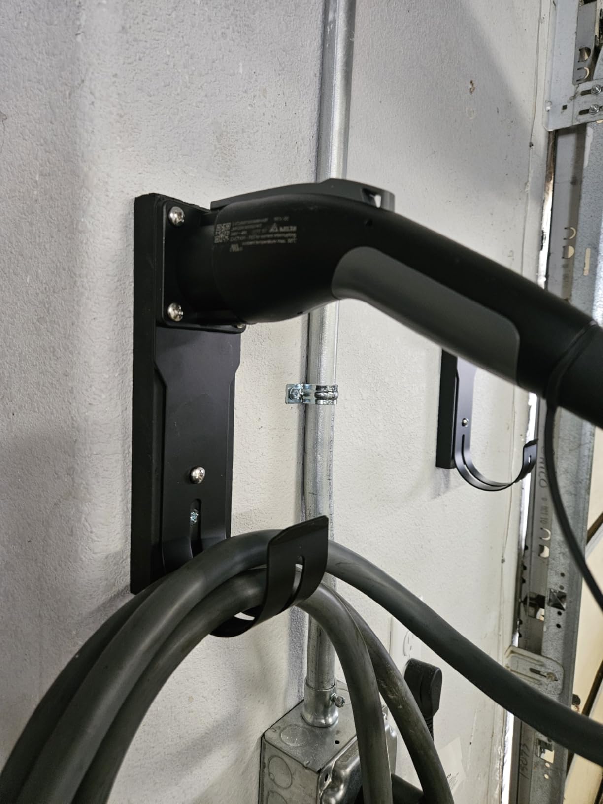 MECMO EV Charger Holder SAE J1772 Nozzle Holster Dock and J-Hook Combination Wall Mount, EVSE Electric Vehicle Car Charger Cable Organizer EV Charger Cord Wall Hook Cable Holder J1772 Connector customer photo 1