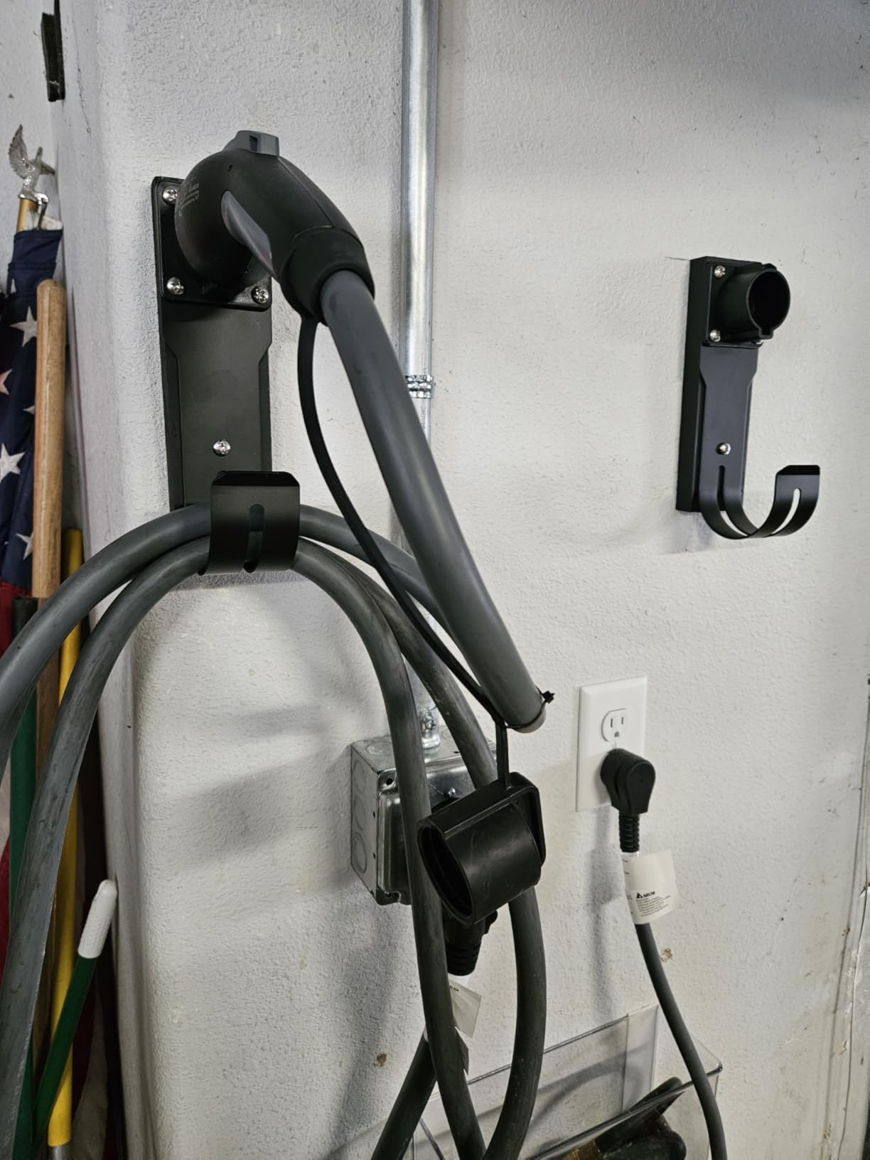 MECMO EV Charger Holder SAE J1772 Nozzle Holster Dock and J-Hook Combination Wall Mount, EVSE Electric Vehicle Car Charger Cable Organizer EV Charger Cord Wall Hook Cable Holder J1772 Connector customer photo 2
