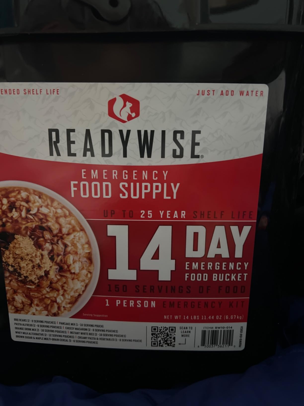 ReadyWise Emergency Food Supply - 14 Day, 150 Servings Emergency Freeze Dried Food Bucket customer photo 2