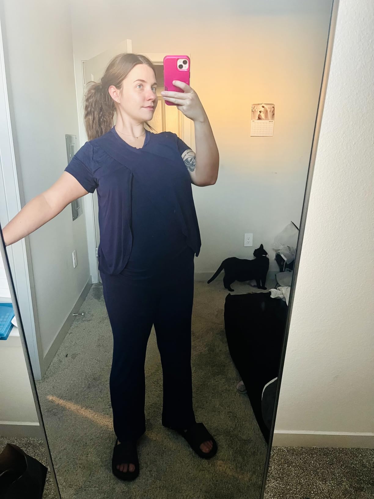 Rnxrbb 3 Piece Postpartum Nursing Pajamas Set Maternity Breastfeeding Pjs | Easy Side-Access Breastfeeding Sleepwear Lounge Clothes, Adjustable High-Waist Pants & Shorts for Pregnancy and Postpartum customer photo 1