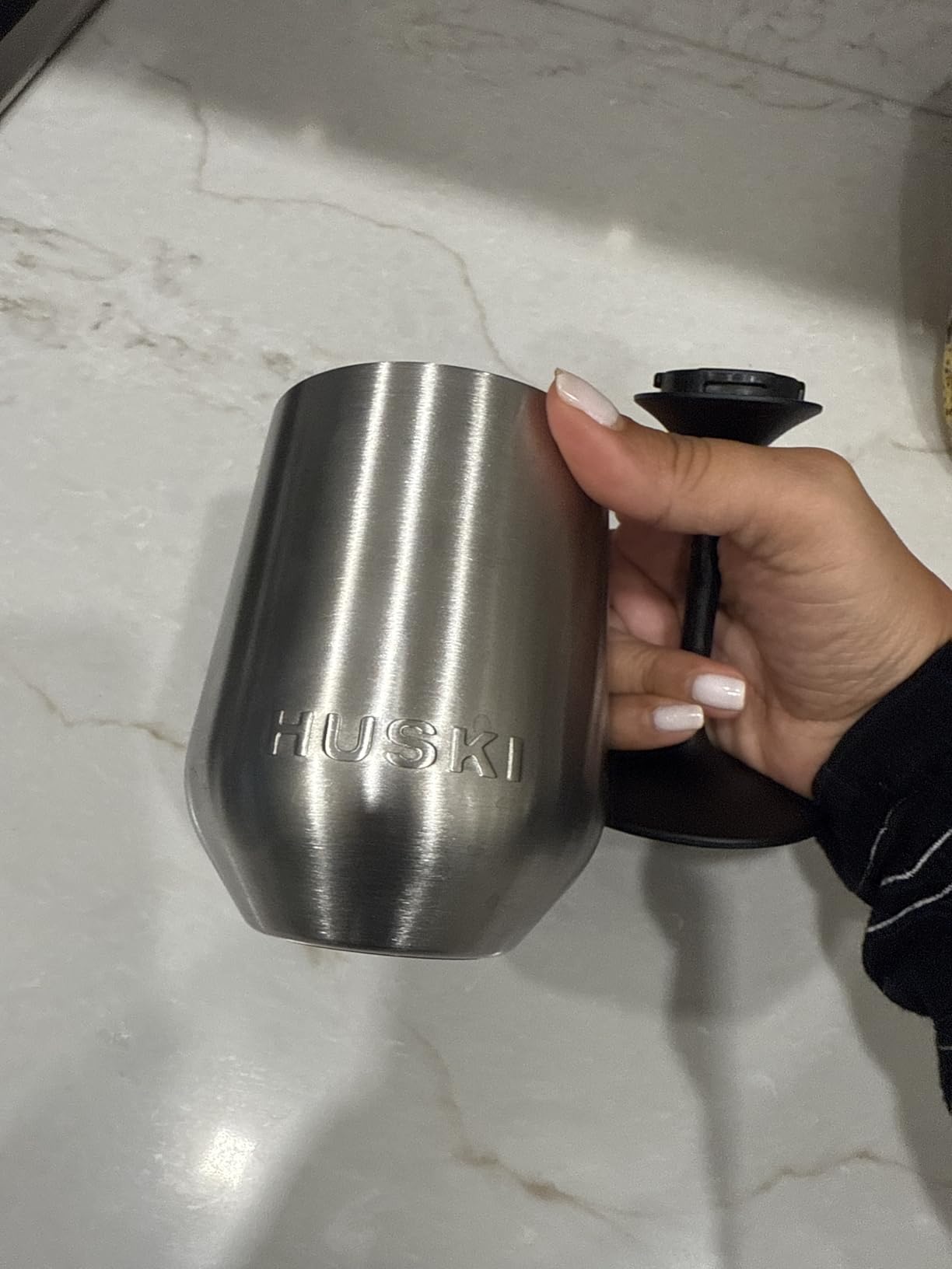 Huski Wine Tumbler 2.0 | NEW | Award-winning Design with Detachable Stem | Premium Stainless Steel Wine Glass with Lid | Triple Insulated Tumbler | 12oz Capacity | Great Gift (Powder Pink) customer photo 1