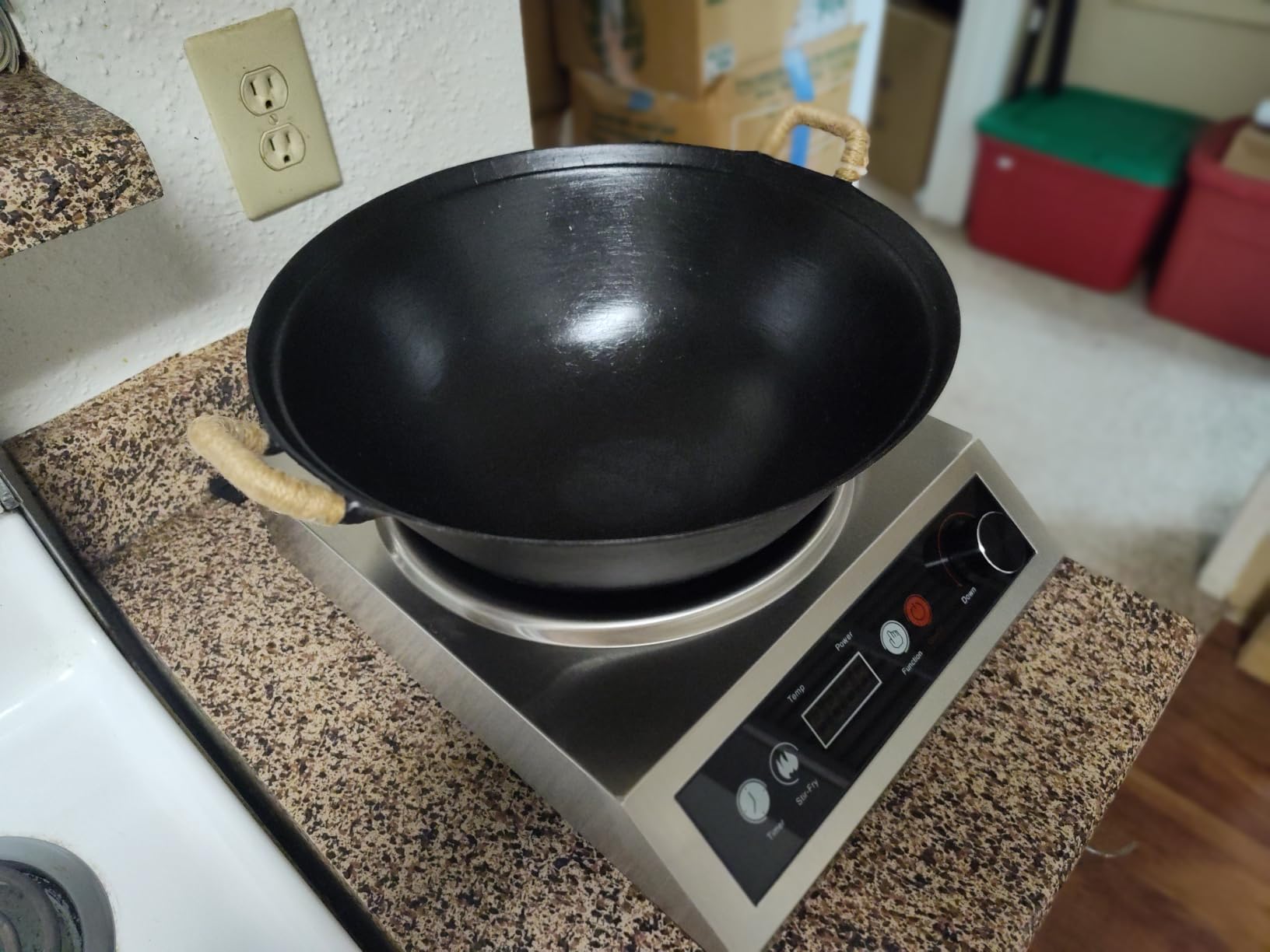 1800W Electric Wok Used For Home And Commercial, Induction Wok With Concave Surface Stainless Steel Strong Power Dual Control Mode 10 Power And Temp 24H Timer Induction Cooktop For Cooking customer photo 2