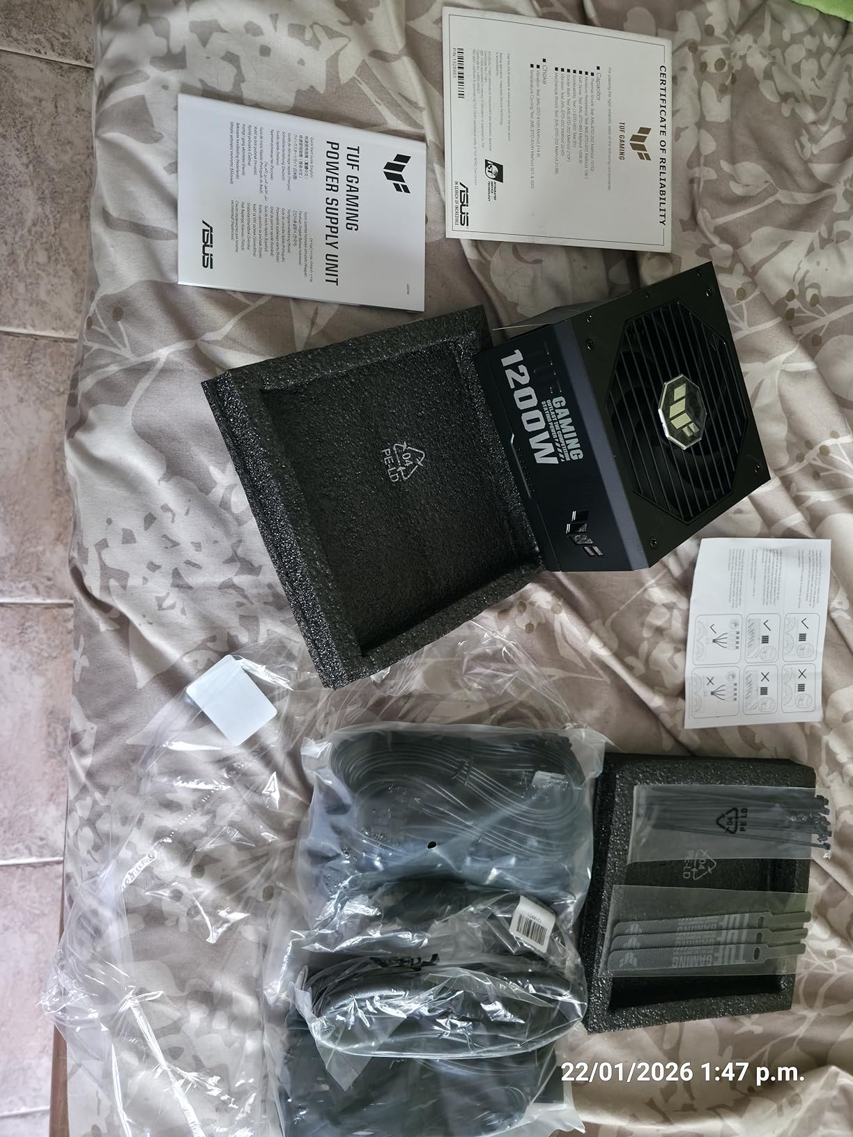 ASUS TUF Gaming 1200W Gold (1200 Watt, ATX 3.1 Compatible Fully Modular Power Supply, 80+ Gold Certified, Military-Grade Components, Dual Ball Bearing, Axial-tech Fan, PCB Coating, 10 Year Warranty) customer photo 2