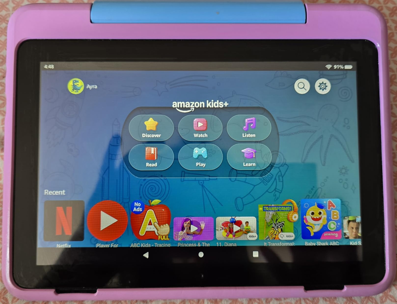 Amazon Fire HD 8 Kids Pro tablet (newest model), ages 6-12. Bright 8