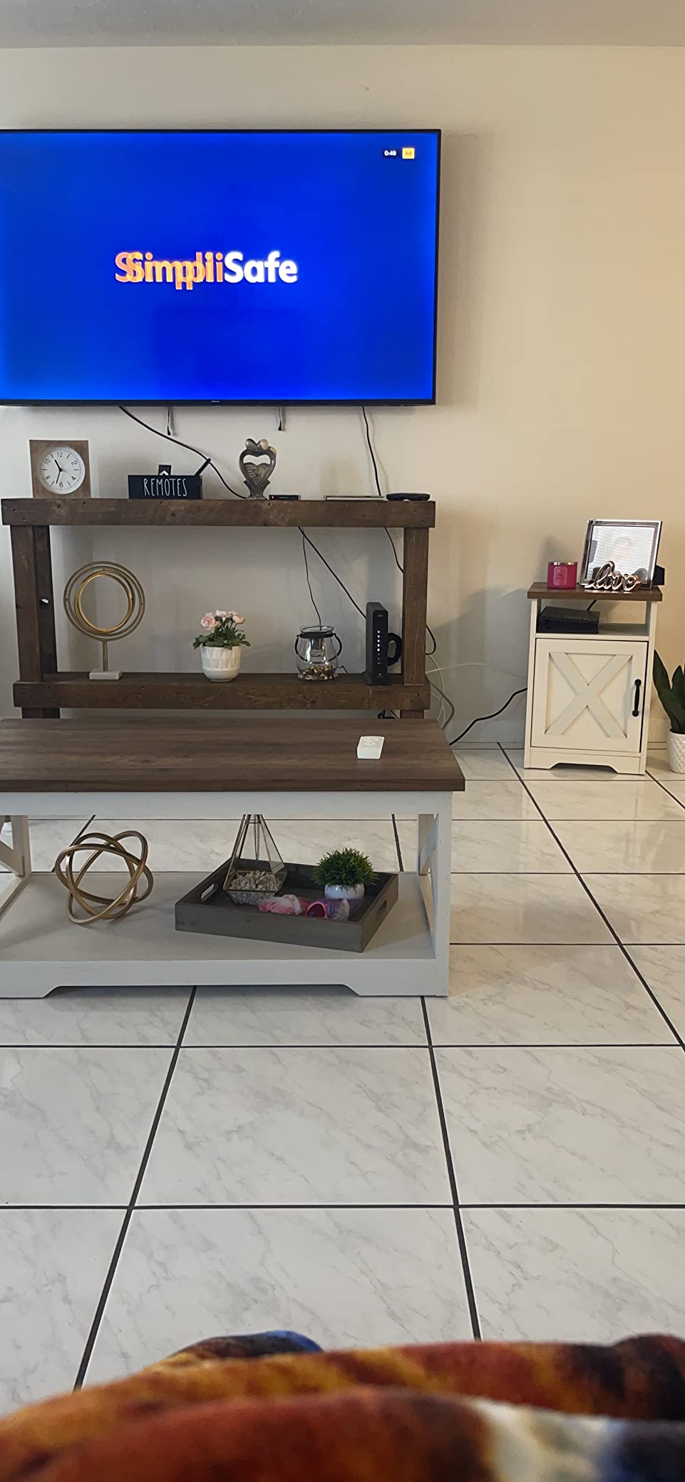 AMERLIFE 3 Piece Farmhouse Living Room Coffee Table Set, Dark Oak | Coffee Table & 2 End Tables with Charging Station and USB Ports, Farmhouse Style, Barn Door Design, Living Room Furniture customer photo 1