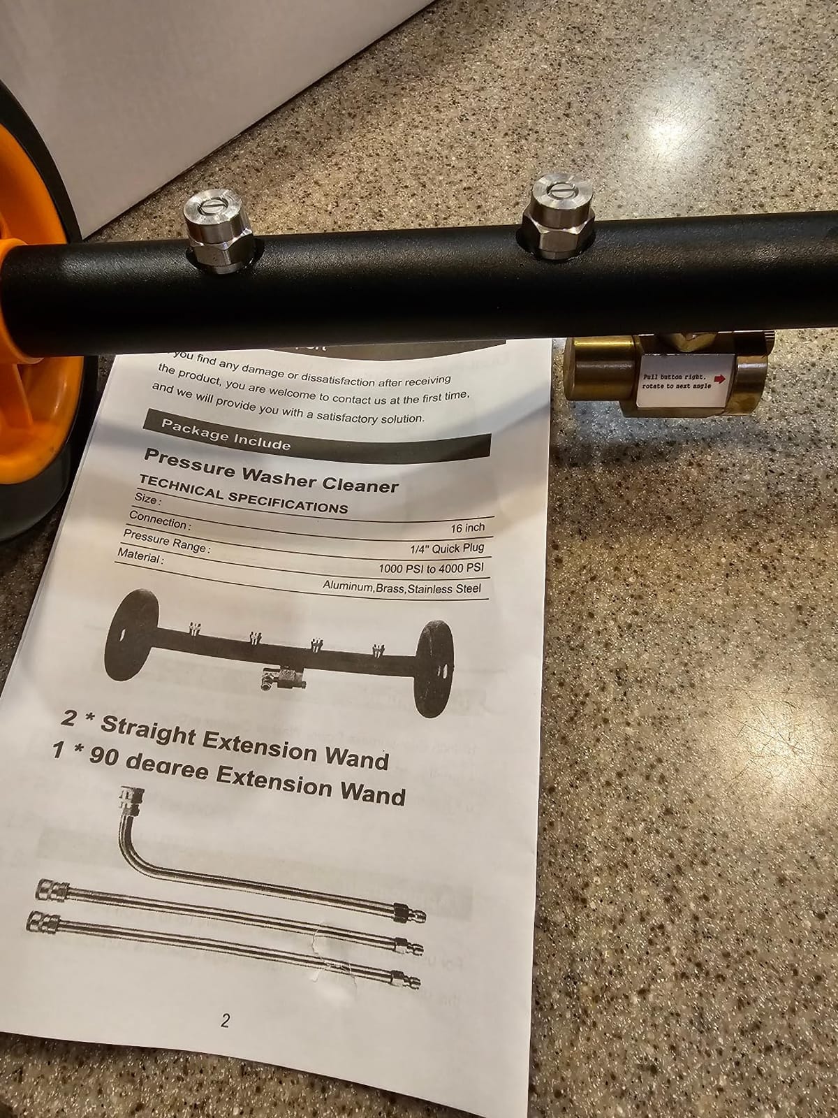 Undercarriage Pressure Washer Attachment with 6 Nozzles, 16