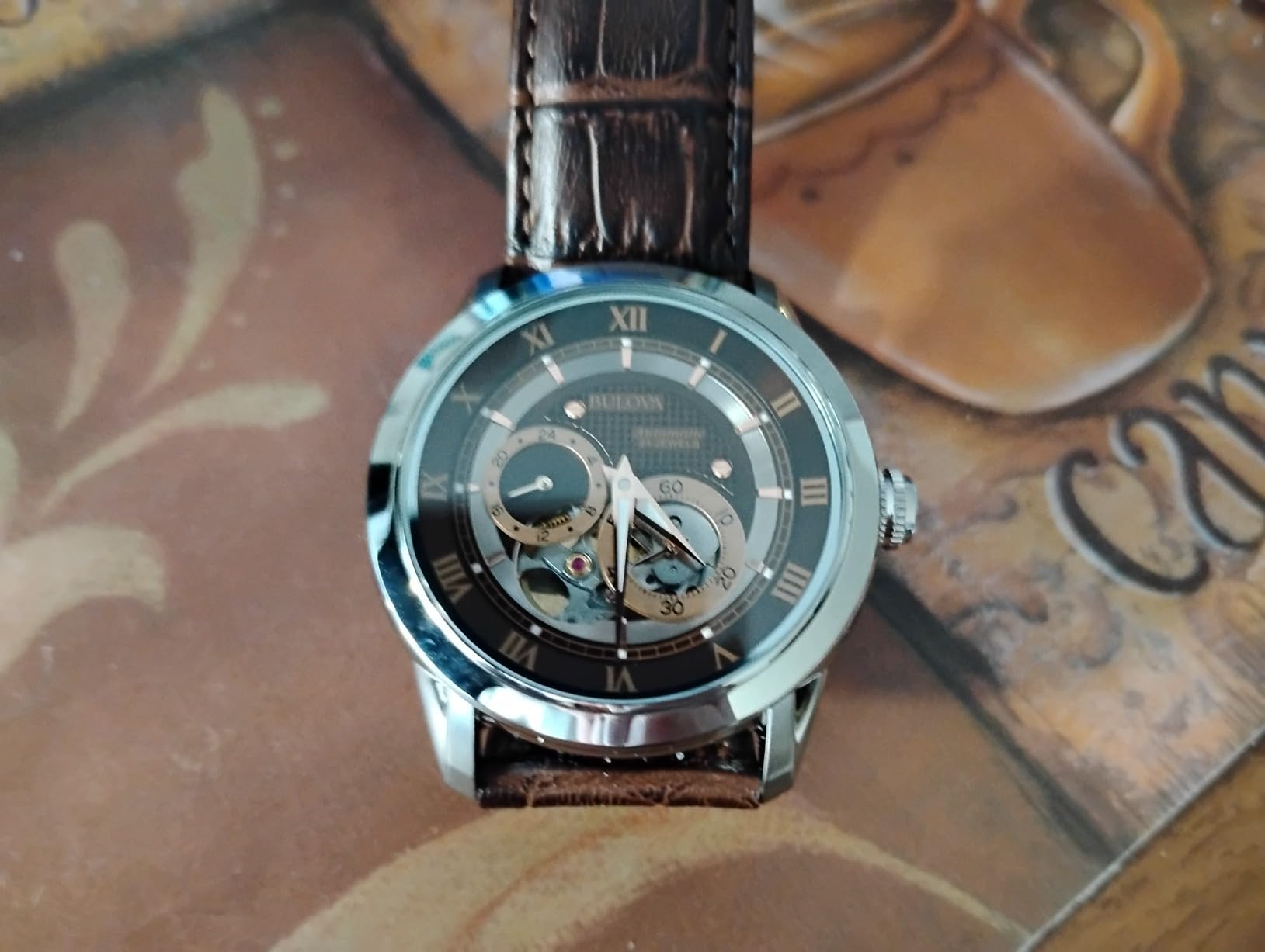 Men's Classic Sutton 4-Hand Automatic Watch, 24-Hour Sub Dial, Open Aperture, Self-Winding, Exhibition Caseback, Double Curved Mineral Crystal, Luminous Hands, 42mm customer photo 1