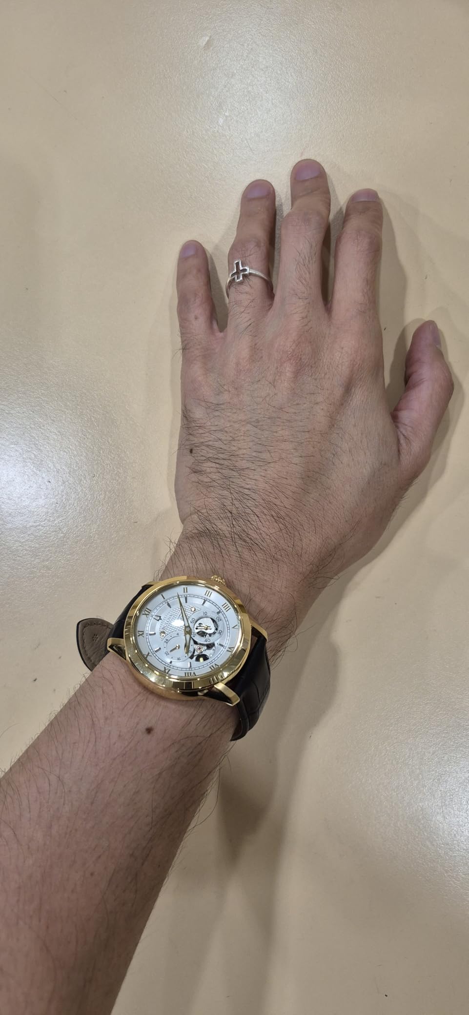 Men's Classic Sutton 4-Hand Automatic Watch, 24-Hour Sub Dial, Open Aperture, Self-Winding, Exhibition Caseback, Double Curved Mineral Crystal, Luminous Hands, 42mm customer photo 2