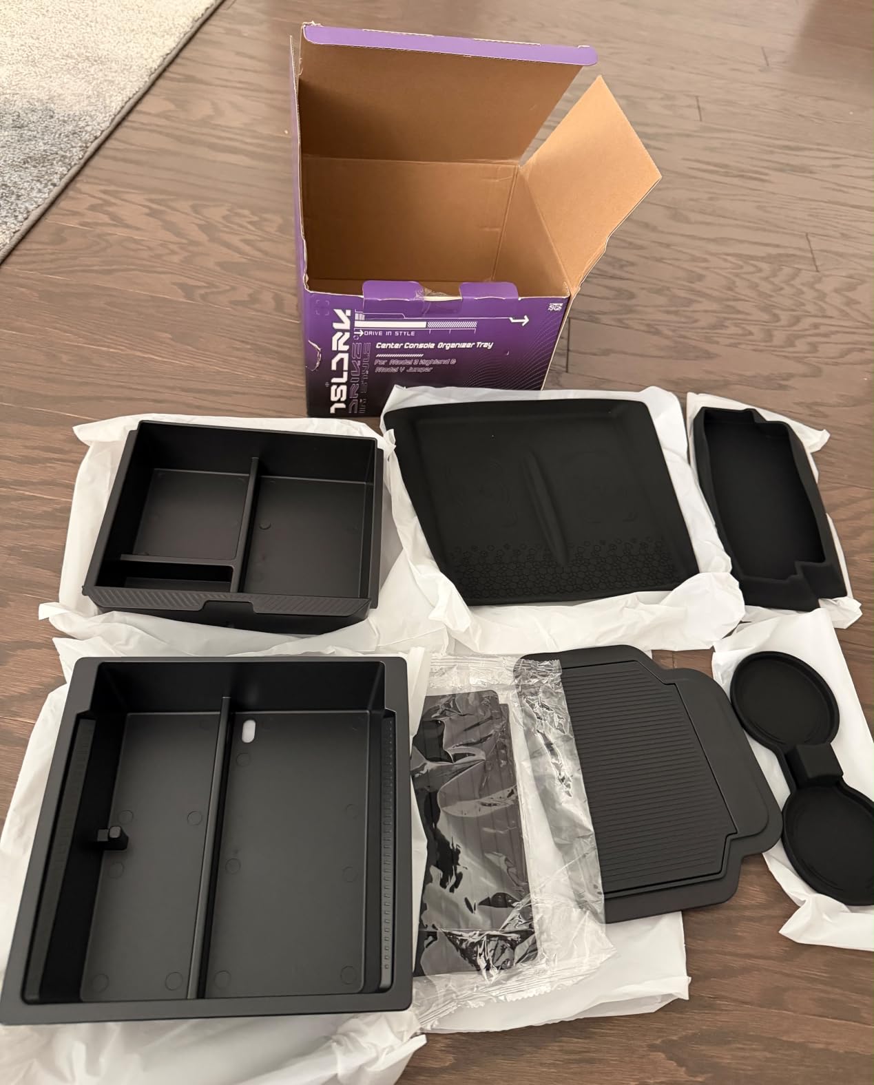 8PCS Console Organizer for Tesla Model Y Accessories 2026 2025 | (Premium & Performance) for Tesla Model 3 Accessories 2026-2024 Wireless Charging Pad Sunglasses Box Cup Holder Black customer photo 2