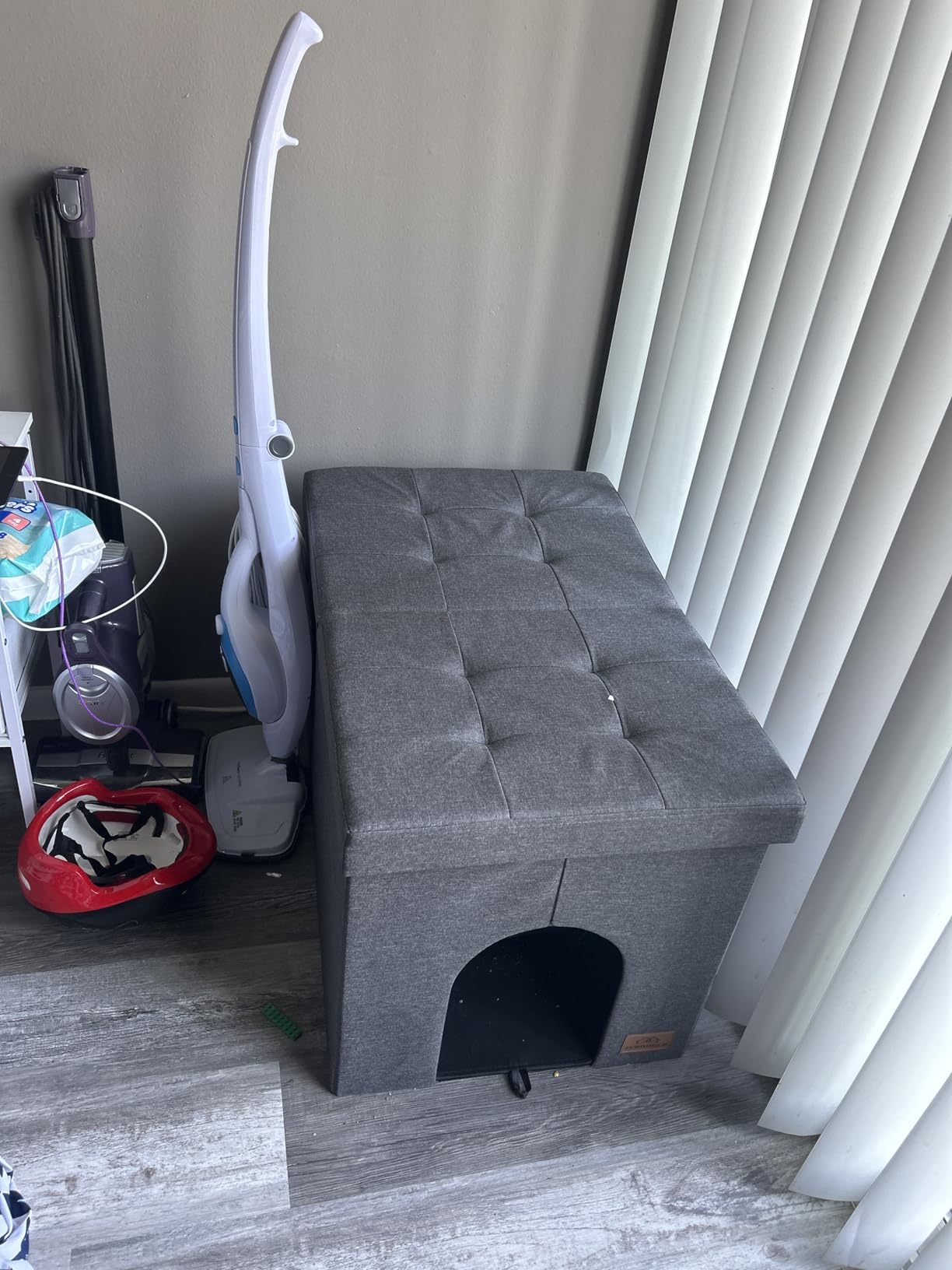 Zerbuger Cat Litter Box Enclosure Furniture for Odor Control, Hidden Cabinet Cats Litter Ottoman with Flip-Up Lid,Cat Litter Box Bench with Storage Space, Dog Proof(Grey, X-Large) customer photo 2