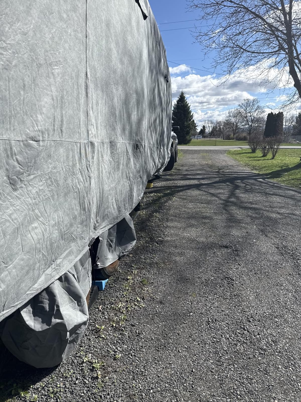 RVMasking Travel Trailer RV Cover, 7-Layer Heavy Duty Waterproof,20-22ft | Medium Gray Camper Cover for Toy Hauler, Windproof, UV resistant, 3Pcs Reinforced Straps, Tongue Jack Cover, 4 Tire Covers customer photo 1