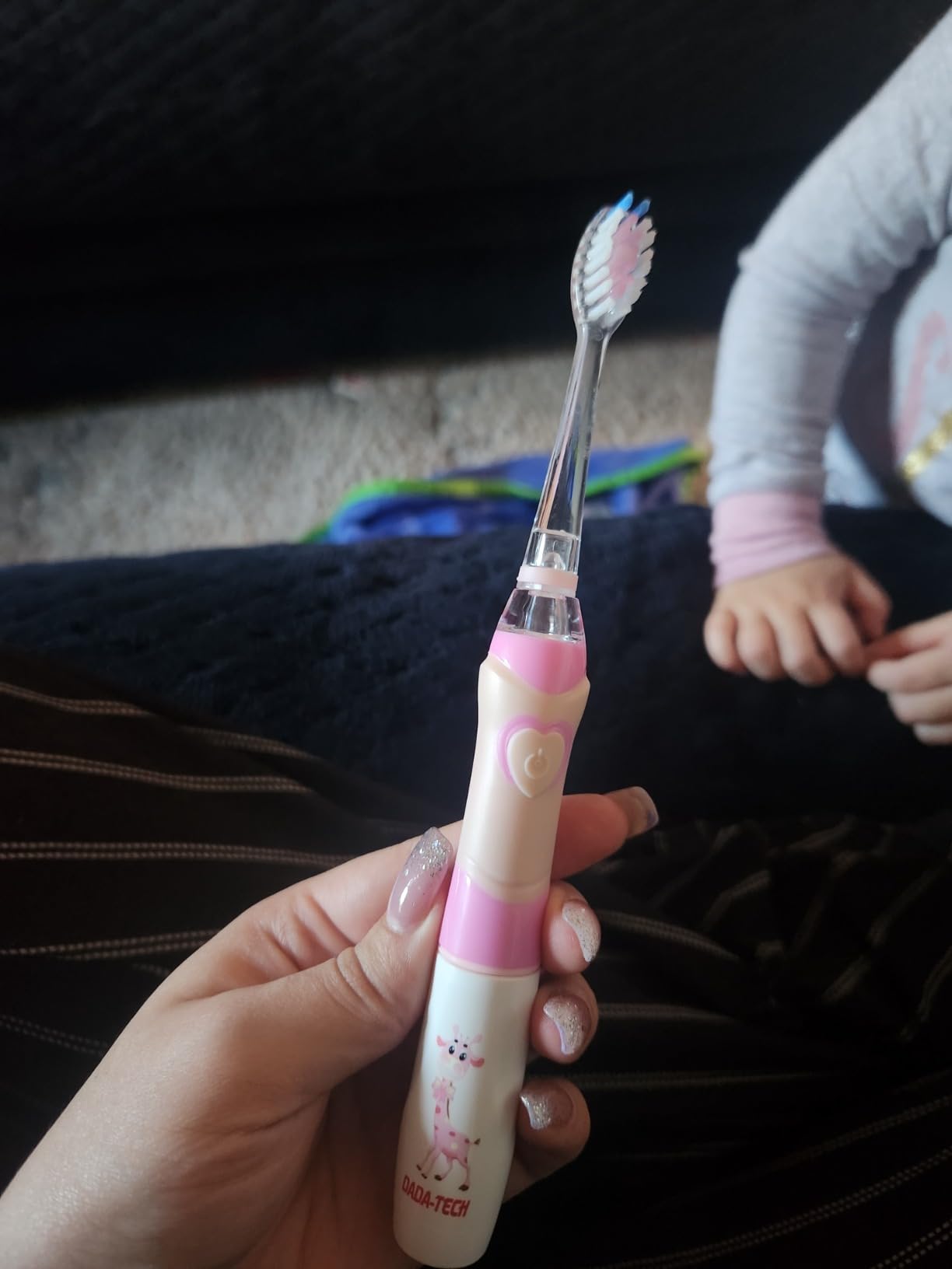 Kids Electric Toothbrush with Timer Toddler Toothbrush Age 2-4-8-12 Electric Toothbrush Kids Rainbow LED Light Up Vibrating Toothbrush Battery Operated Childrens Girls Sonic Tooth Brush (Pink Unicorn) customer photo 2