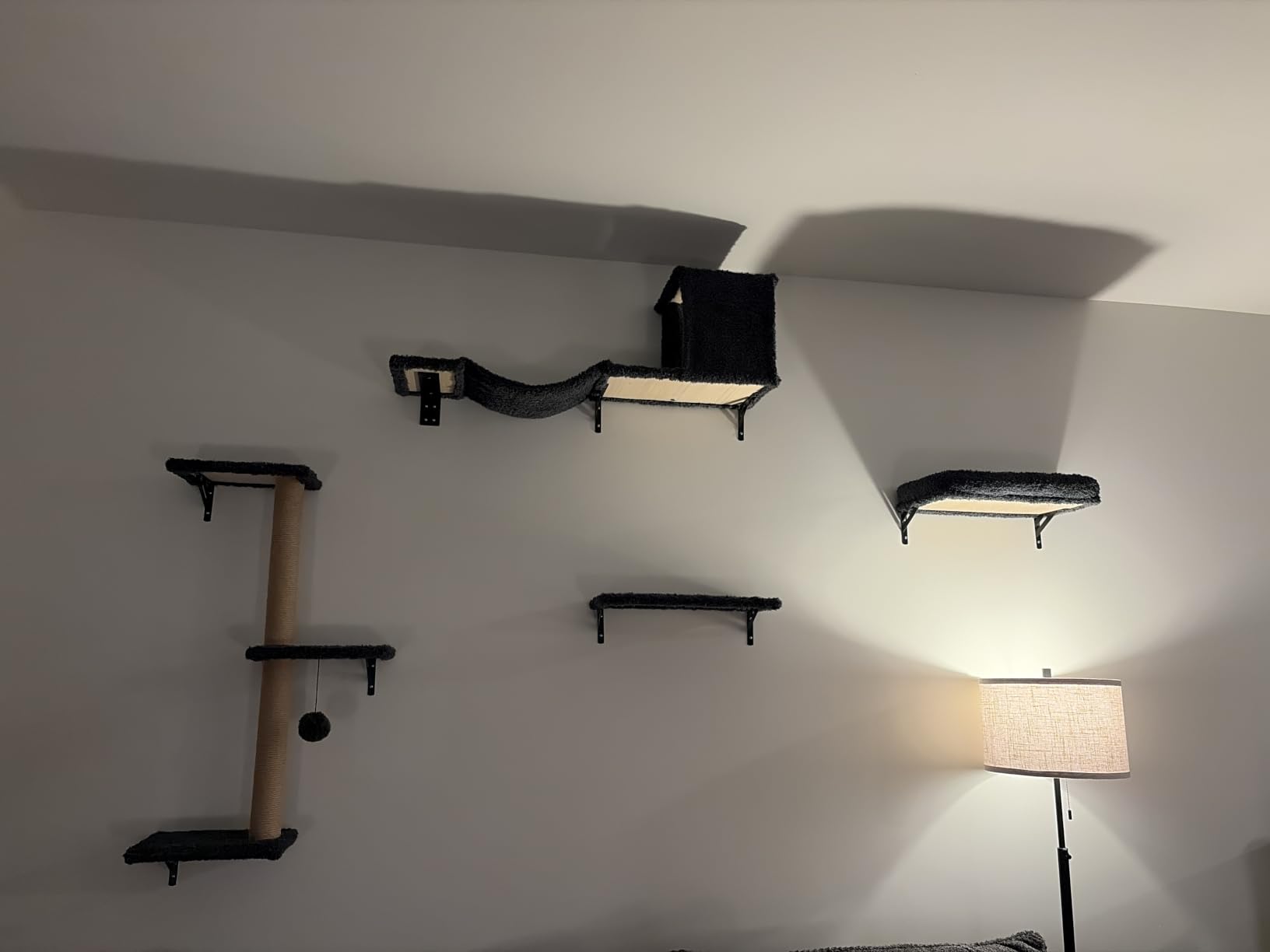 FUKUMARU Cat Wall Shelves, 4 in 1 Set, Grey | Stable & Safe Cat Walls Furniture, Wooden Kitten Climbing Wall with Scratching Post for 16 Inch Drywall customer photo 1