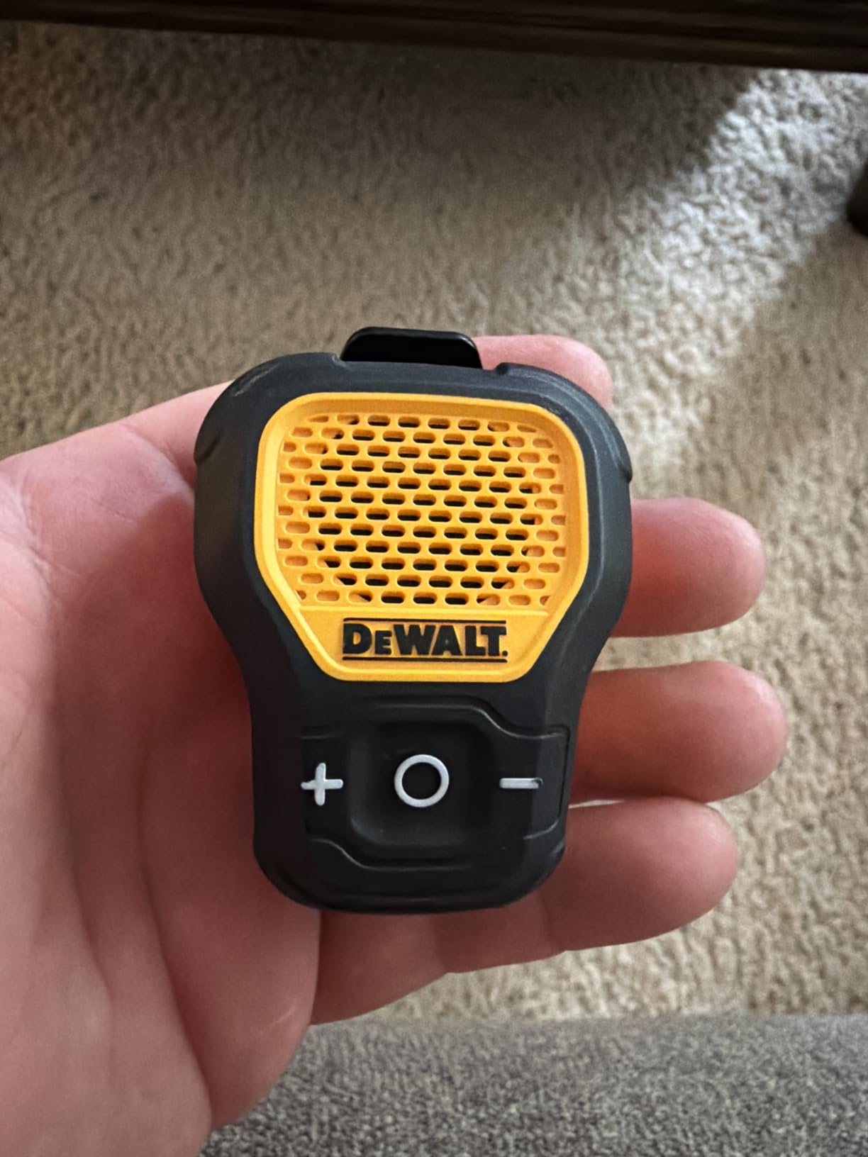 DEWALT Wearable Bluetooth Speaker, Clip-On Wireless Jobsite Pro, (Yellow) | Water-Resistant Portable Speaker (Non-Magnetic), Built-in Mic for Hands-Free Music/Calls, Bluetooth Speaker customer photo 1