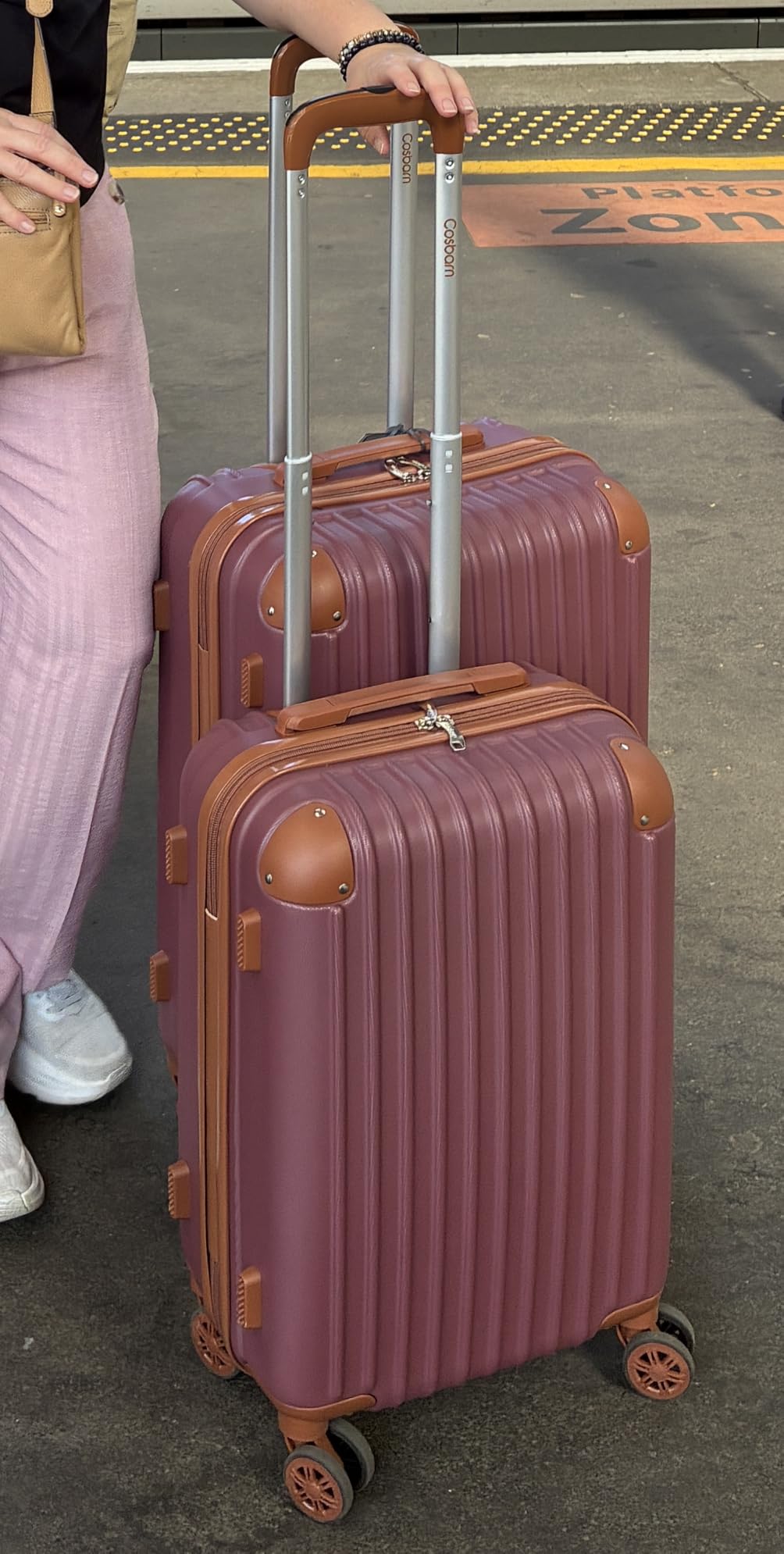 Cosbarn Luggage Sets, Lightweight Durable Hardshell, 5 piece Suitcase Sets | Suitcase set with 360° Spinner Wheels, TSA-approved Lock, Checked Family Travel, 20/24/28 Inch,duffel, toiletry bags customer photo 1