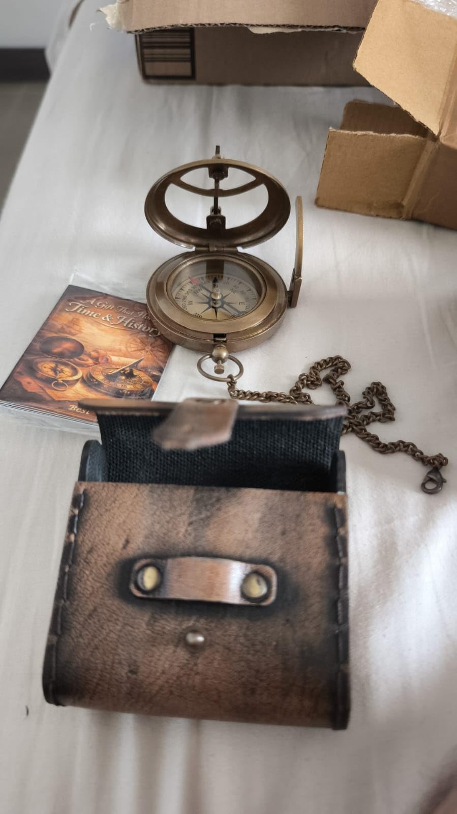 Behind You Engraved Brass Compass Gift for Men - Handcrafted Vintage Brass Sundial Compass - Antique Nautical Sun Clock with Leather Case - Best Graduation Gift - Best College Graduation Gift customer photo 1