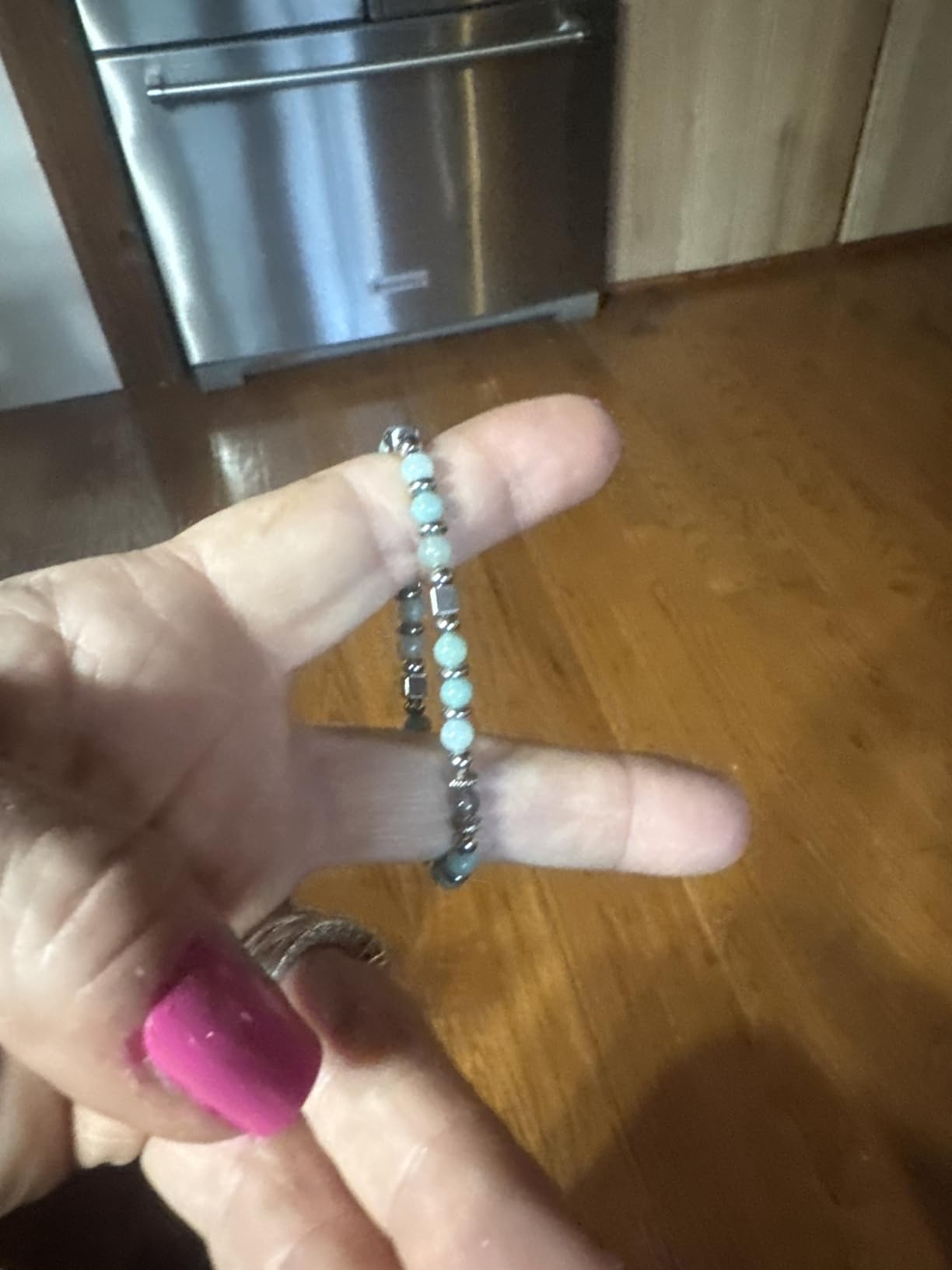 Gifts for Women Moonstone Bracelet, Amazonite Imperial Jasper Bracelets, Natural Stone Stainless Steel Beads Bracelets for Christmas Birthday Valentines Mothers Day Graduation customer photo 1