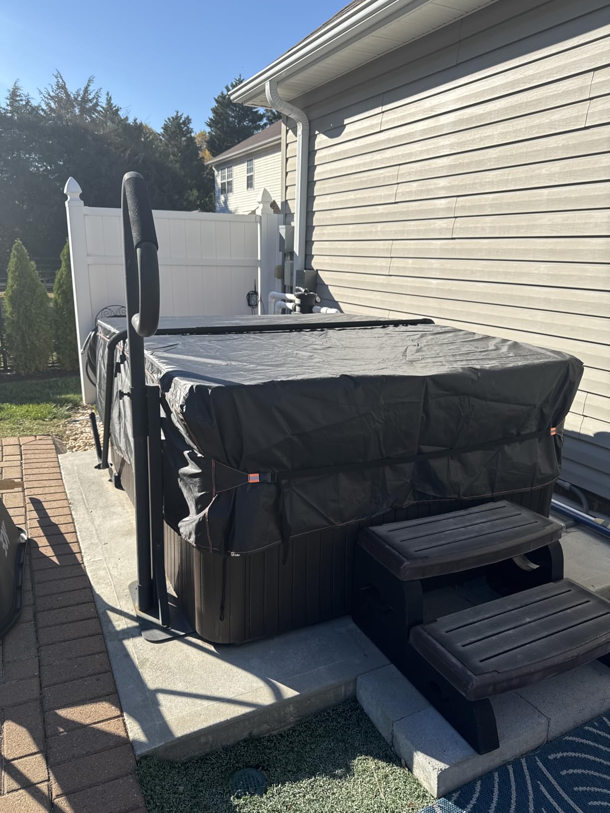 Enzeno Outdoor SPA Hot Tub Cover Waterproof Square 86 x 86 inch fit 84 x 84 or 83 x 83 or 82 x 82 or 7 ft x 7 ft 420D Heavy Duty Cub Hot Tub Lid Protectors Protective Cover Cap customer photo 2