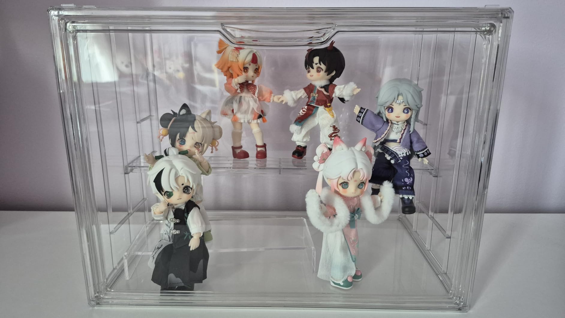 3 Layer Acrylic Display Case Stackable Clear Box for Collectibles,2 Pack | Removable Adjustable Partitions & Magnetic Door,Interlocking Stable Design,Dustproof Cover for Figurine Storage customer photo 1