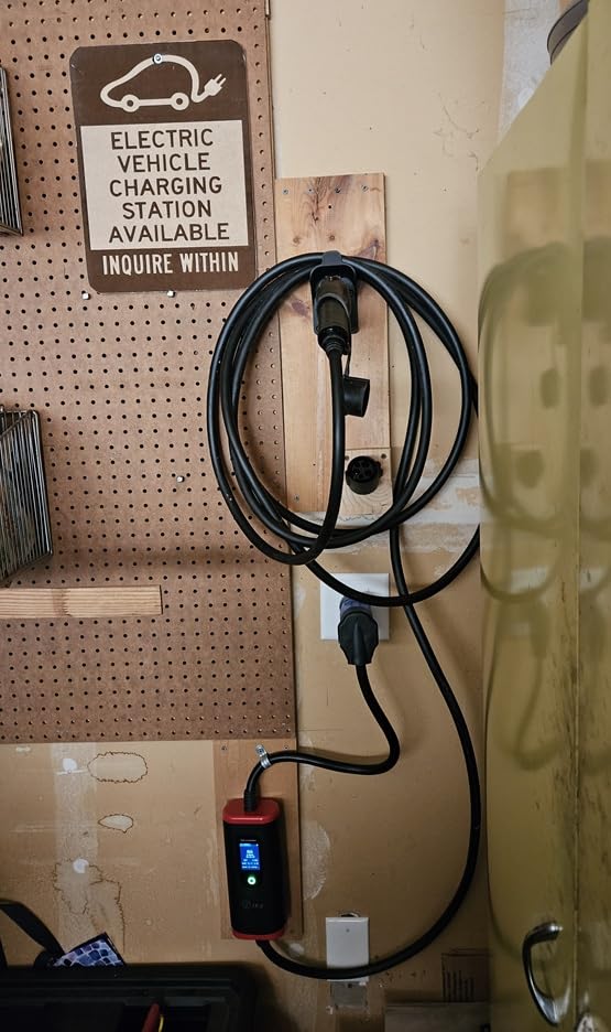 MECMO EV Charger Holder SAE J1772 Wall Mount Charging Cable Hanger Organizer, Nozzle Holster Dock Electric Vehicle EVSE PHEV Car Plug Space Saving Garage Wall Connector Cord Hook for Outdoor Indoor customer photo 1