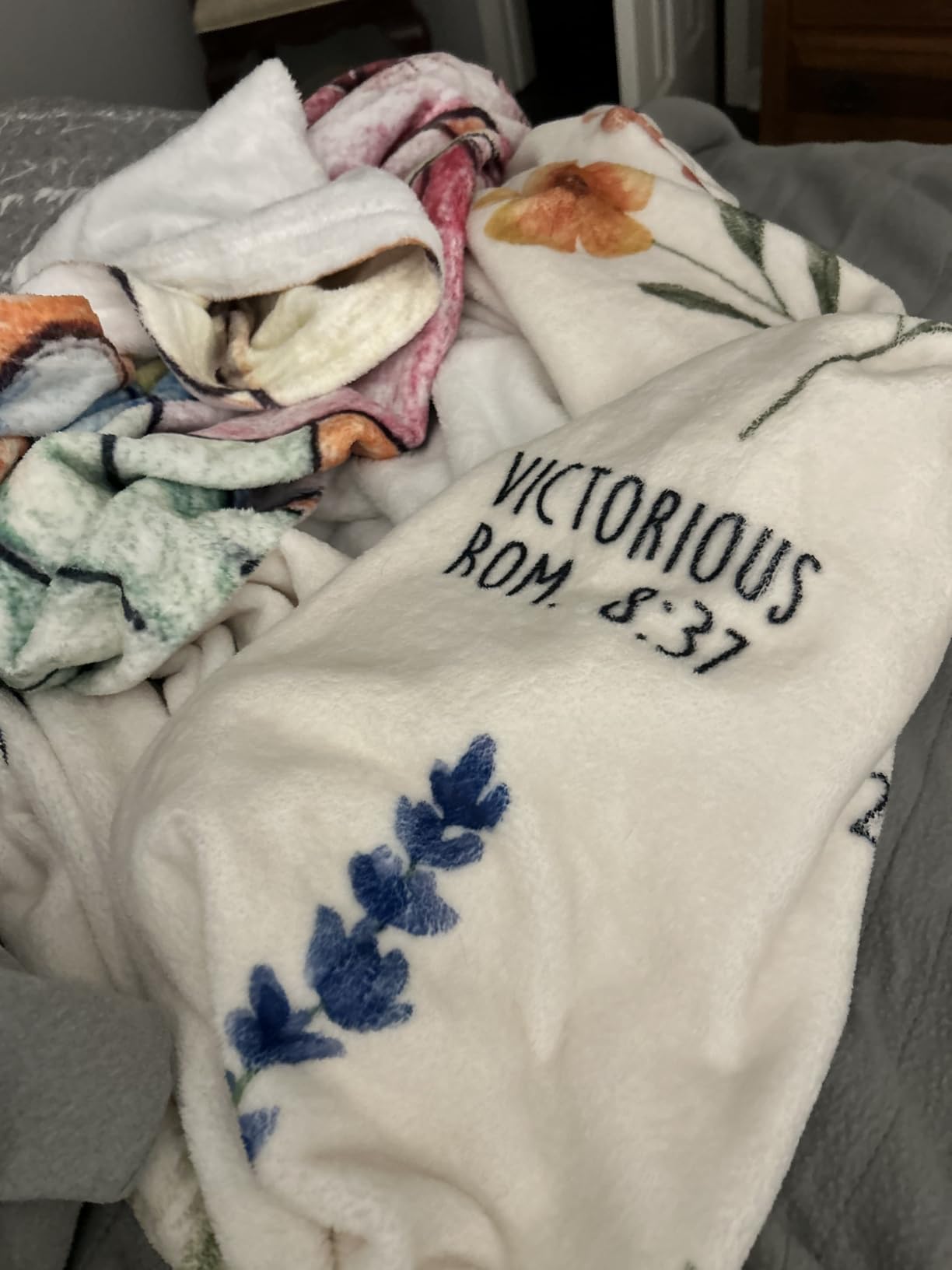 Christian Gifts for Women Birthday, Christian Blanket with Flowers customer photo 2